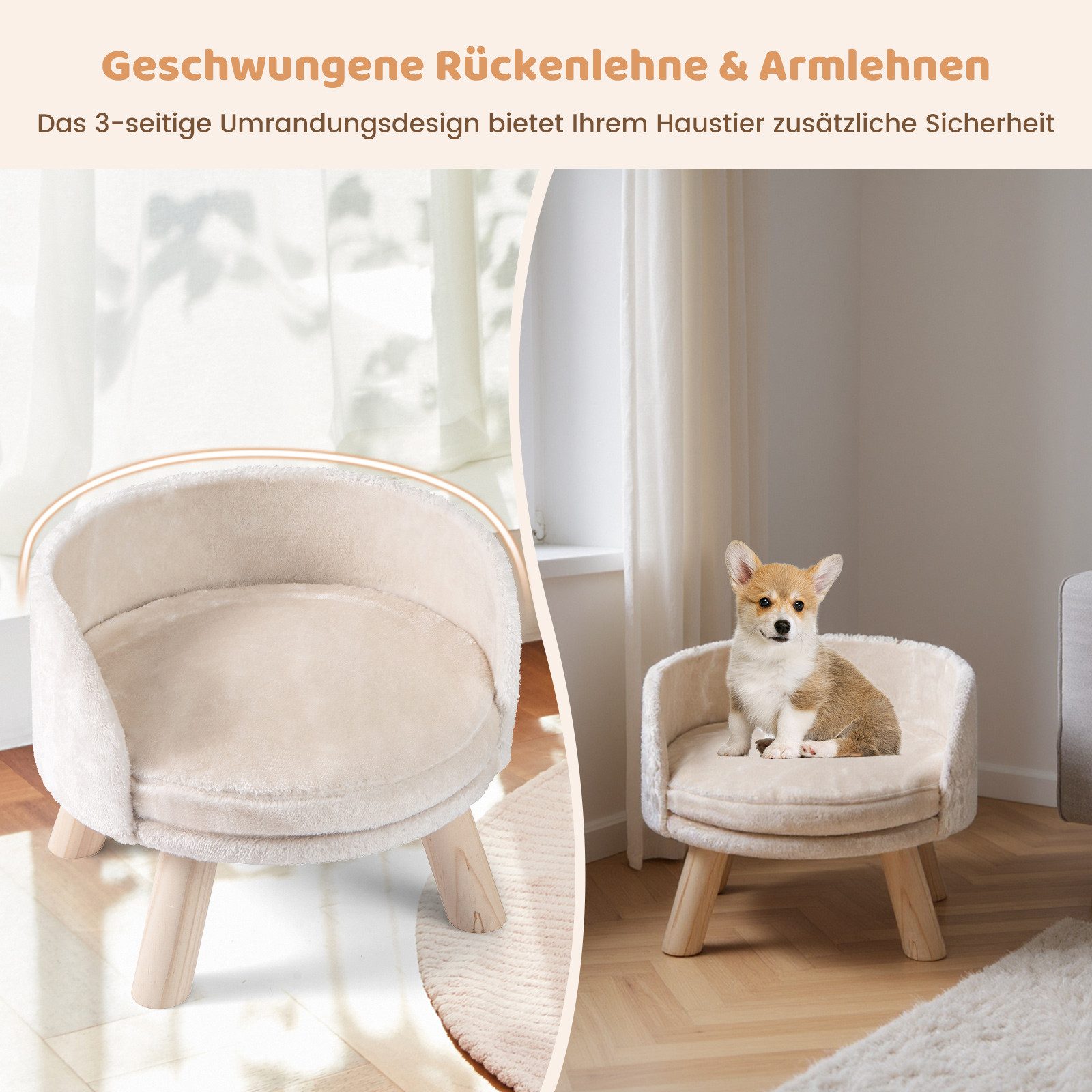 COSTWAY Tiersofa, Katzensofa, Katzenbett, mit Kissen, Rückenlehne