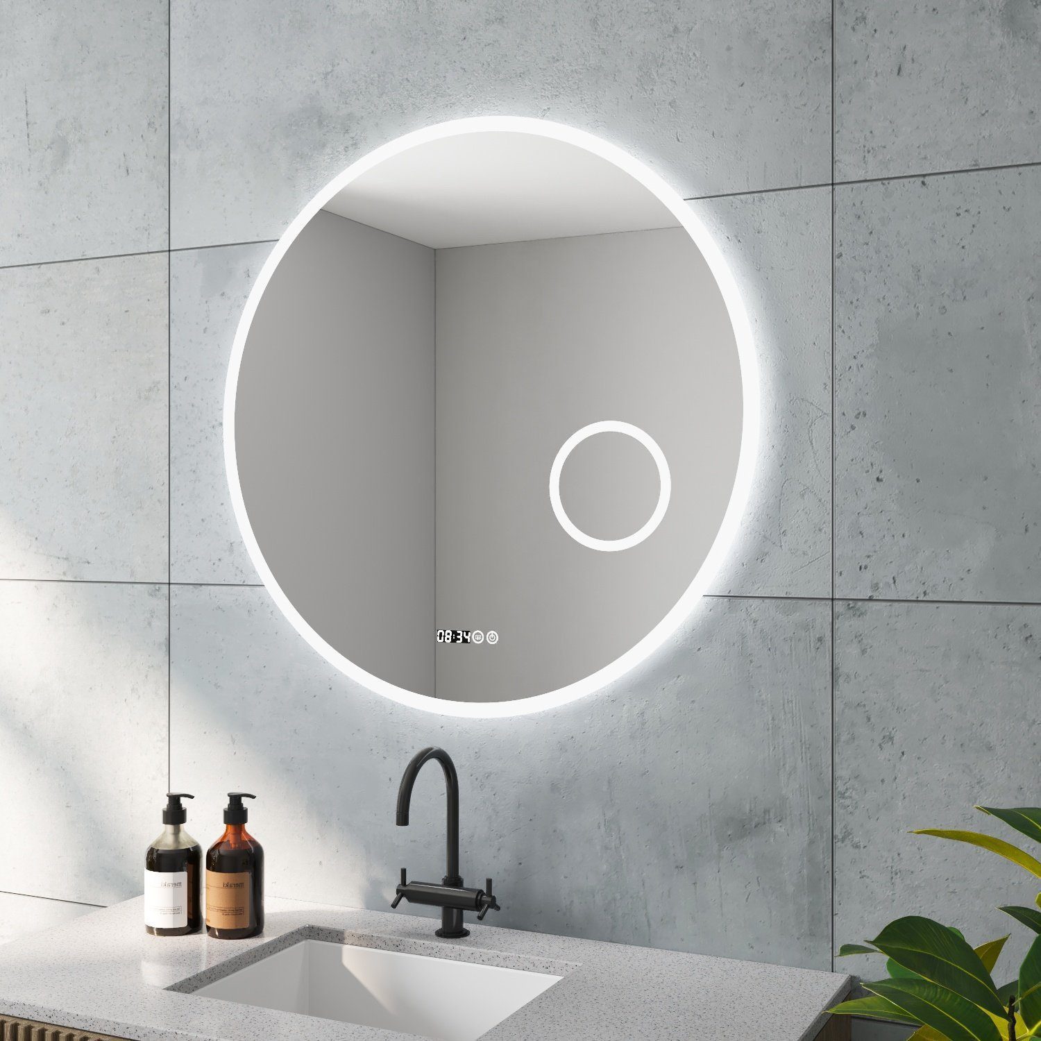 AQUALAVOS Badspiegel Rund Spiegel LED Badspiegel günstig online kaufen