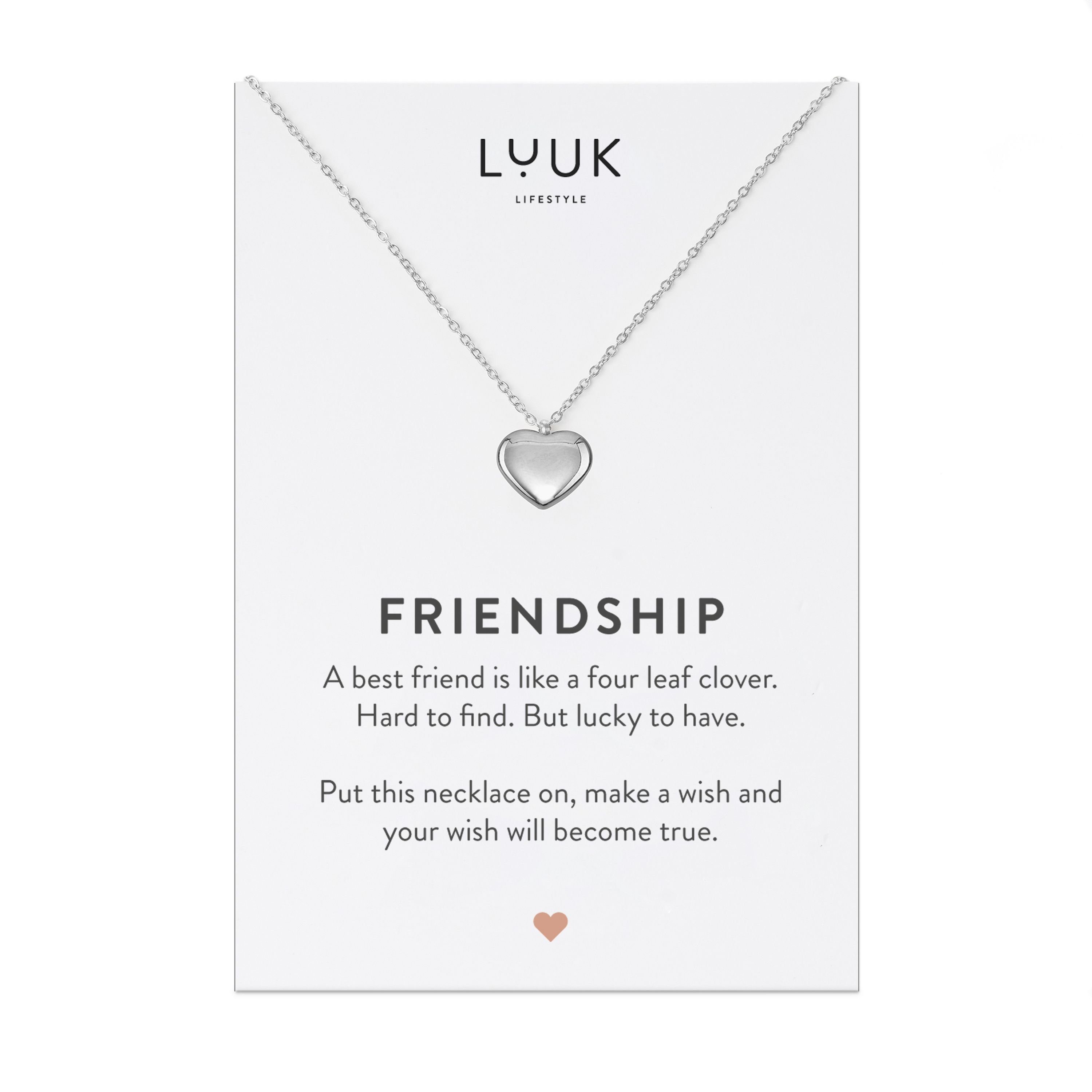LUUK LIFESTYLE Freundschaftskette Herz, Geschenk für die beste Freundin, Freundschaftskette