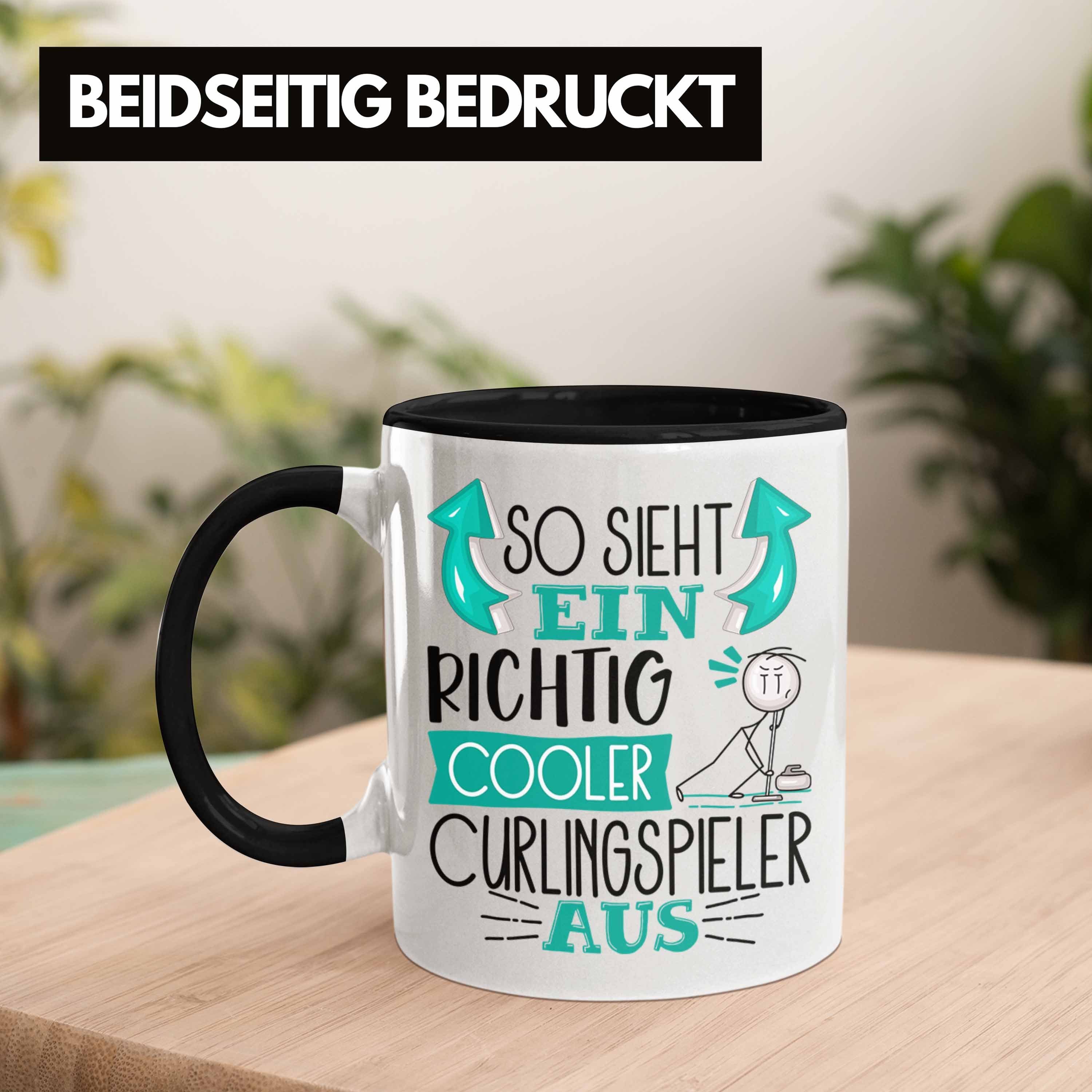 Curlingspieler Tasse Cooler Tasse RIchtig Curlingspie So Sieht Geschenk Trendation Schwarz Ein