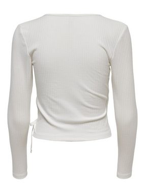 ONLY T-Shirt Kurzes Langarm Wickeloberteil Geripptes V-Ausschnitt Top ONLEMMA (1-tlg) 3960 in Weiß