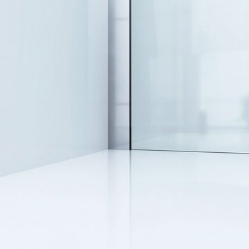 AQUABATOS Walk-in-Dusche Duschabtrennung Walk in Duschwand Glas Begehbare Dusche, Einscheiben Sicherheitsglas (ESG), (10 mm Klarglas mit Lotus-Effekt Beschichtung)