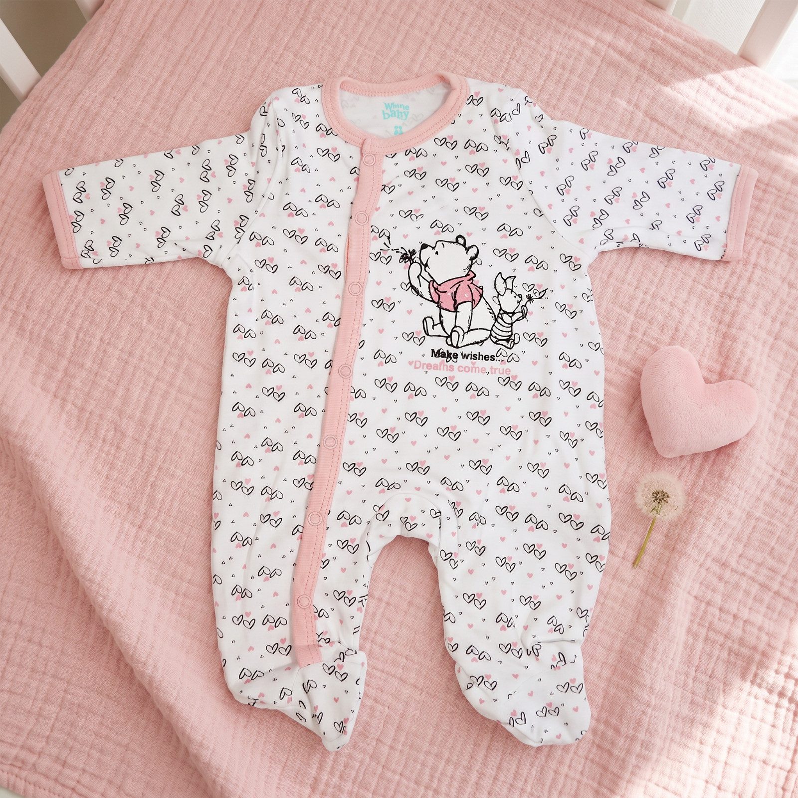 Disney Strampler Disney Winnie Puuh & Ferkel Baby Strampler Langarm Gr. 86 Baumwolle