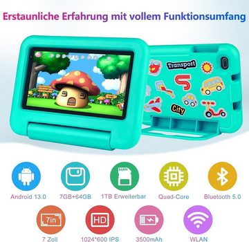 SEBBE DE-S21 Tablet (7", 64 GB, Android 13, Tablet Kindersicherung, Vorinstalliert mit Kinder Apps,3500mAh,WLAN)