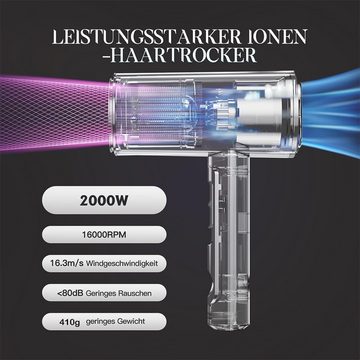 Bestauty Haartrockner Mit Diffusor Leise und leicht Trocknet schnell, 2000,00 W, ohne Bohren 3M Kleber, mit Stylingdüse Diffusordüse