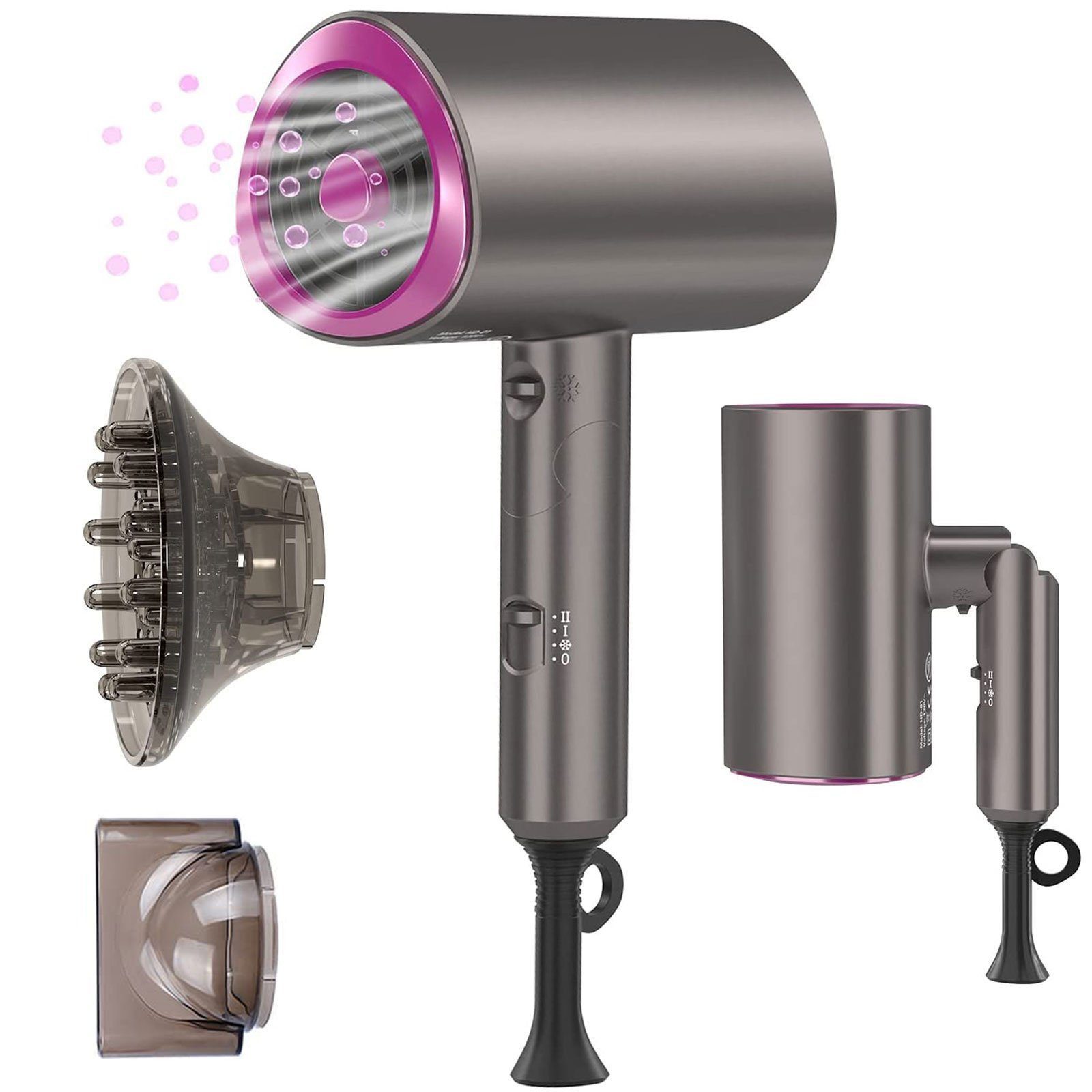 Comfy Mate Haartrockner Hair Dryer 1800W: faltbar & Kaltluft - kompakt, 1800 W