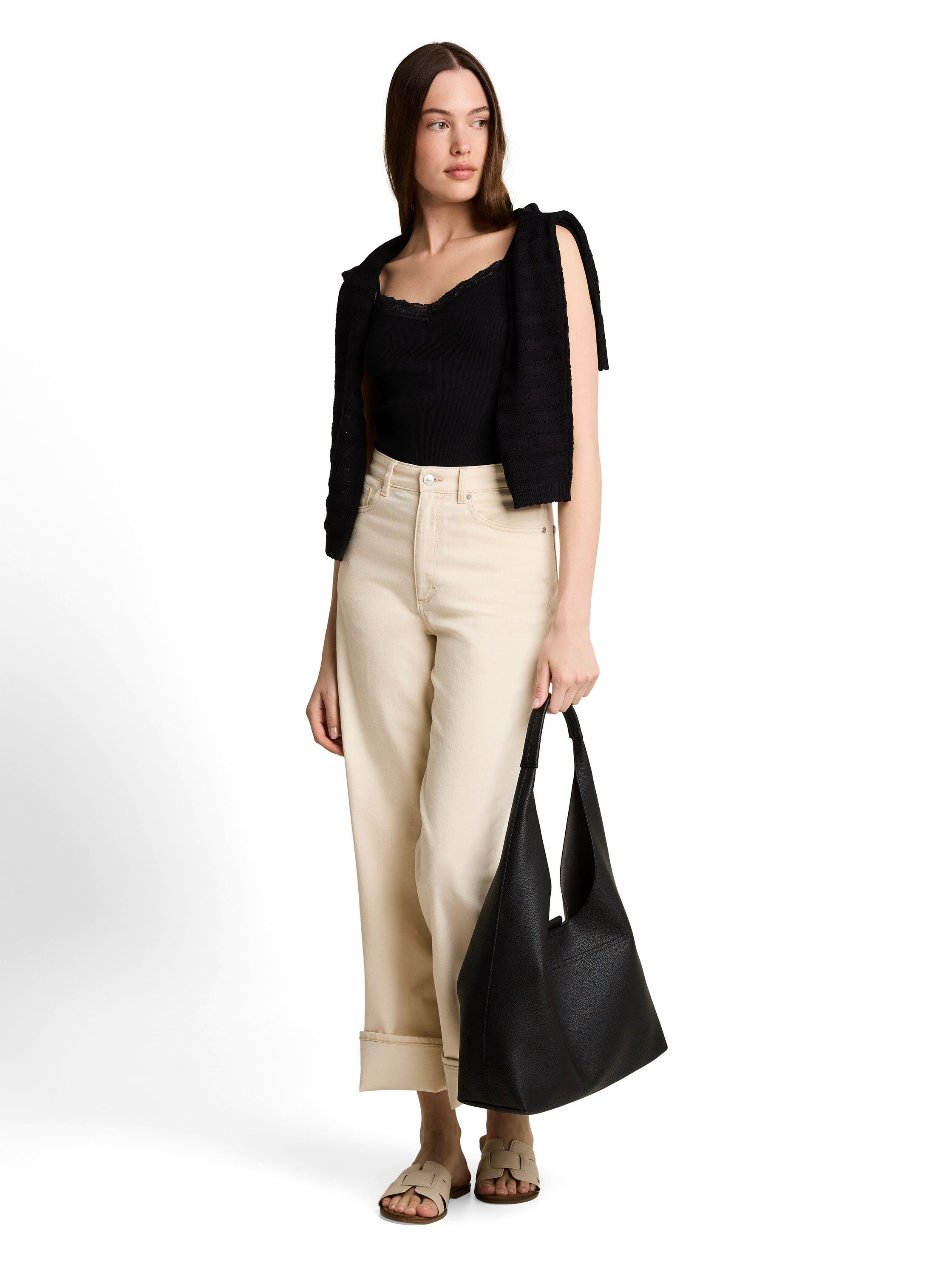 TOM TAILOR Denim Spaghettitop Sommertop mit Spitze – Bild 4 von 5
