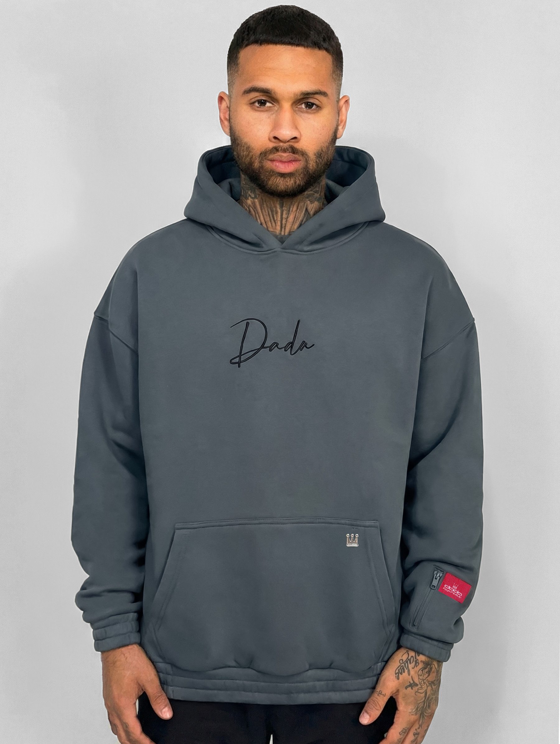 DADA Supreme Hoodie Oversized Fit mit Stickerei und für Herren Baumwolle Normal Fit ohne Kragen Langarm Logo atmungsaktiv