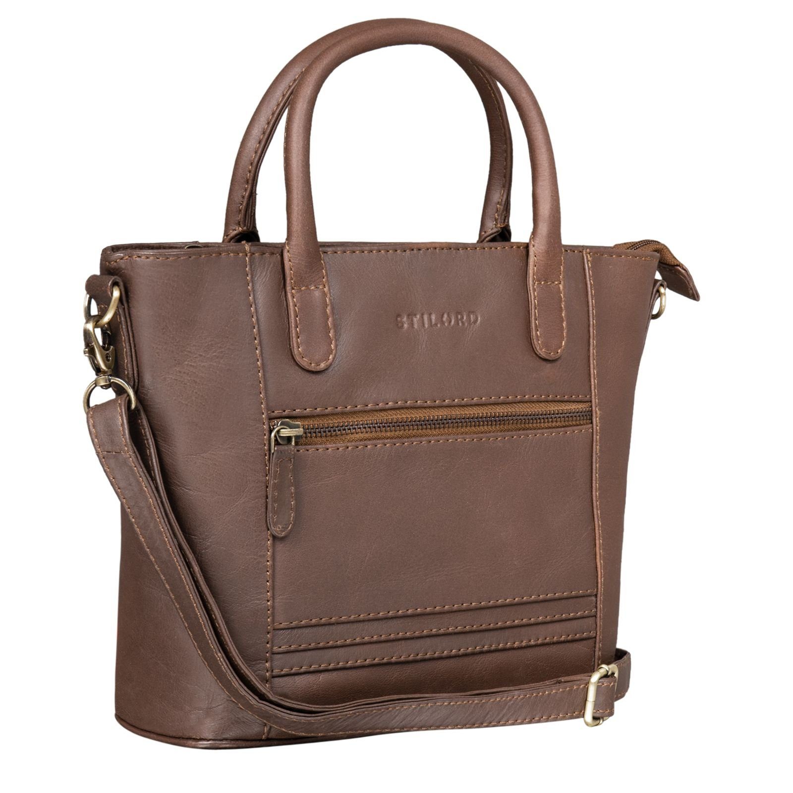 Leder braun - havanna "Meghan" Handtasche Damen STILORD Handtasche