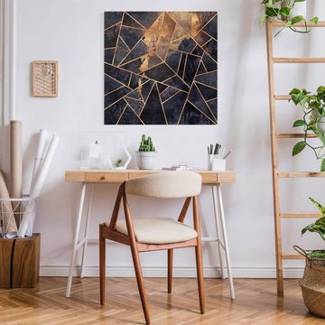 Bilderdepot24 Leinwandbild Kunstdruck Abstrakt Geometrie Onyx Gold schwarz Bild auf Leinwand XXL, Bild auf Leinwand; Leinwanddruck in vielen Größen