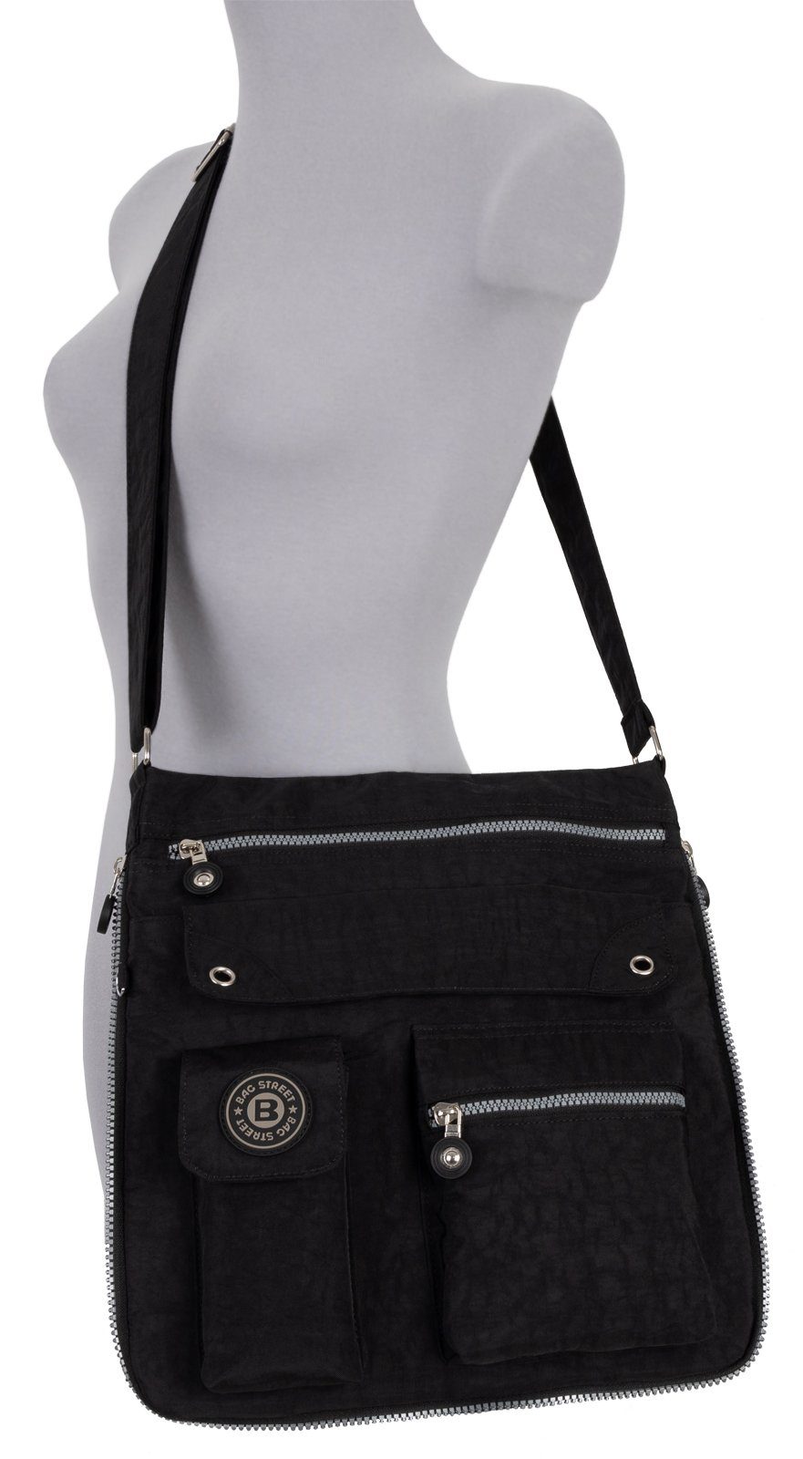 BAG STREET Schlüsseltasche Damentasche Schultertasche, tragbar Schwarz, als Handtasche Umhängetasche Schultertasche Umhängetasche
