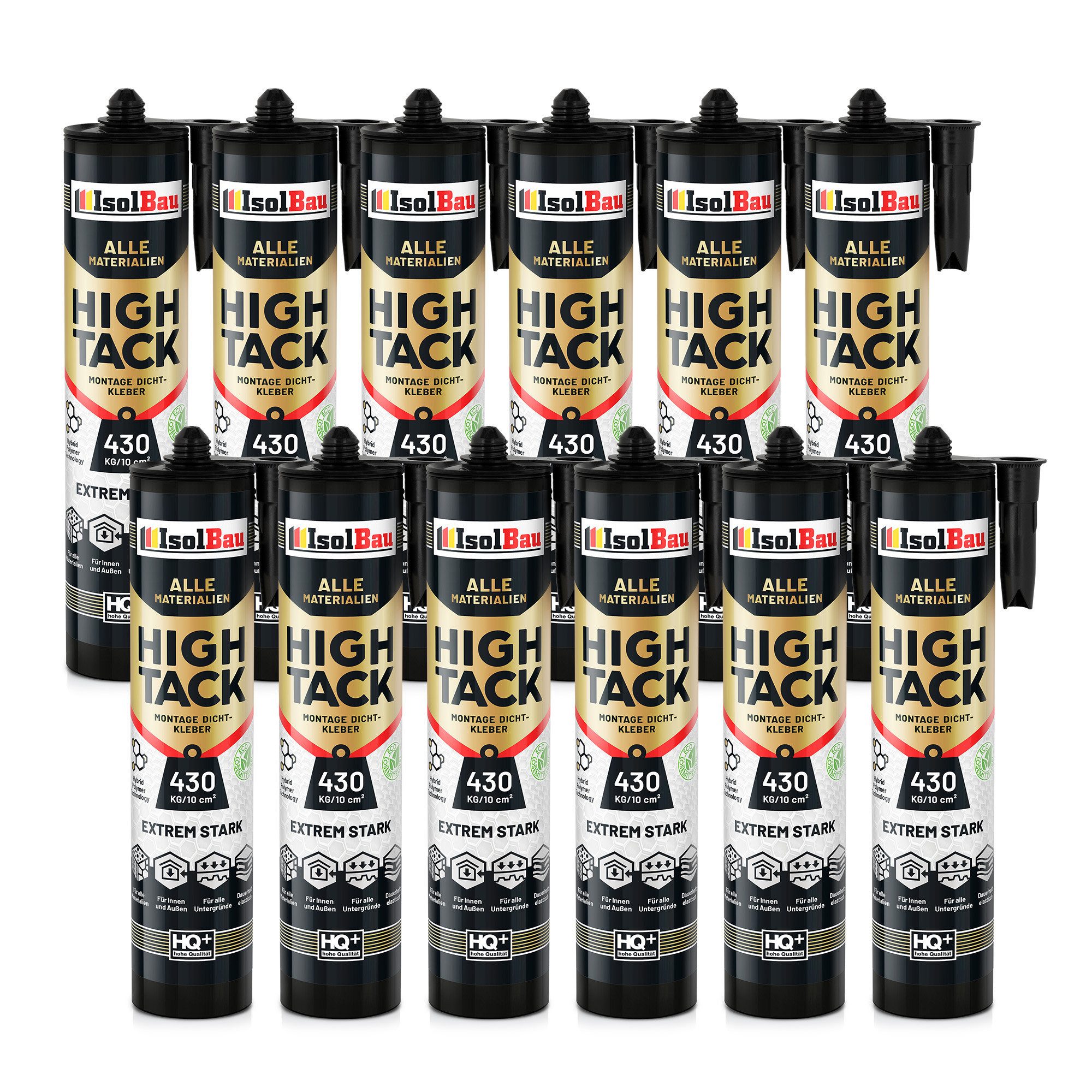 None Montagekleber Montagekleber High Tack 12x530g Dichstoff Montage-Kleber Polymer, Beton, Gip, Metalle Stahl, Baukeramik, Glas, Styrodur, Holz, MDF