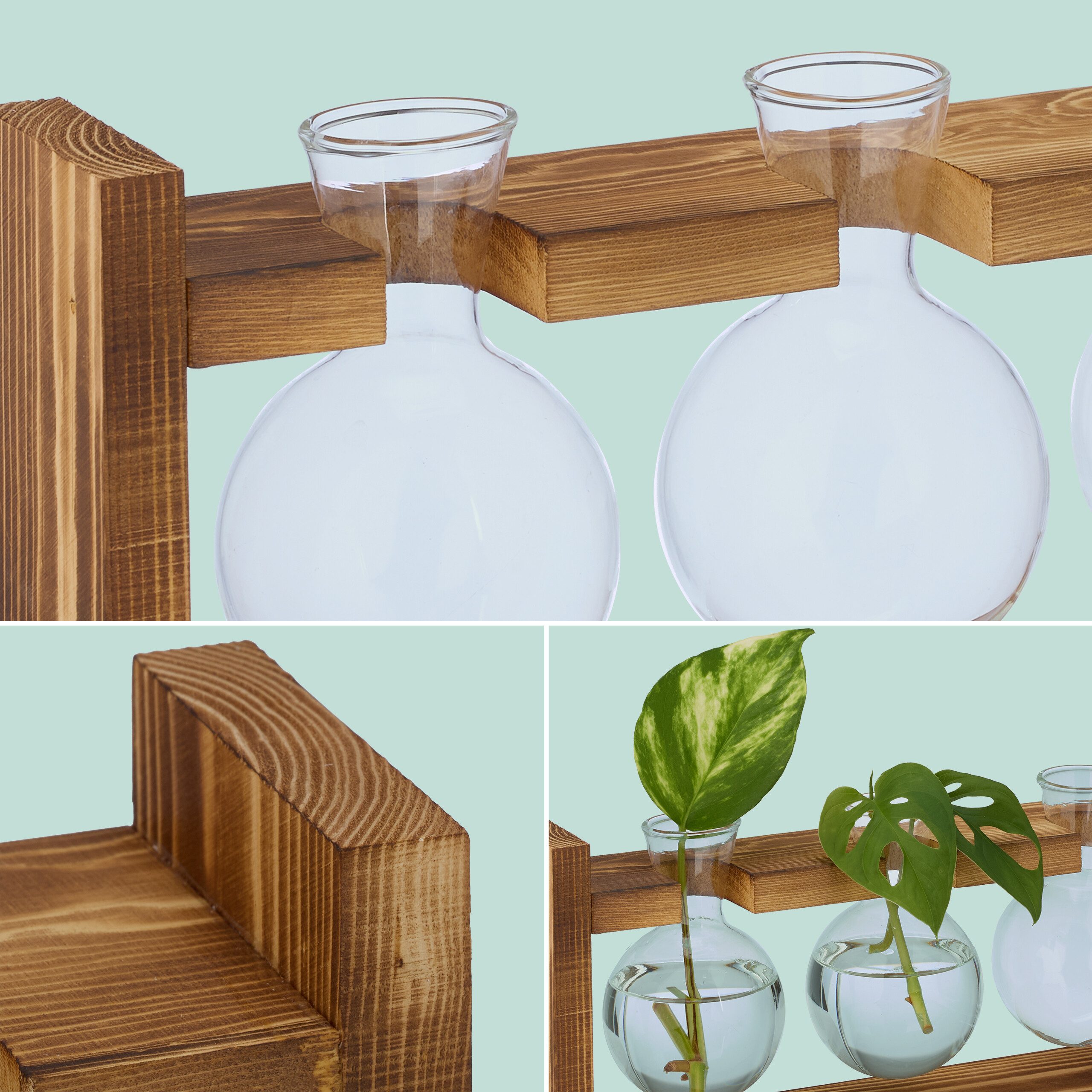 relaxdays Dekovase Reagenzglas Vase mit Ständer (3 St), A – Bild 5 von 5