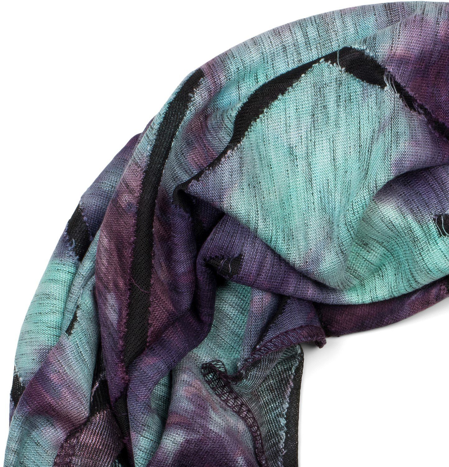 Batik Destroyed styleBREAKER Violett-Türkis (1-St), Schal Loop Loop, Farbverlauf