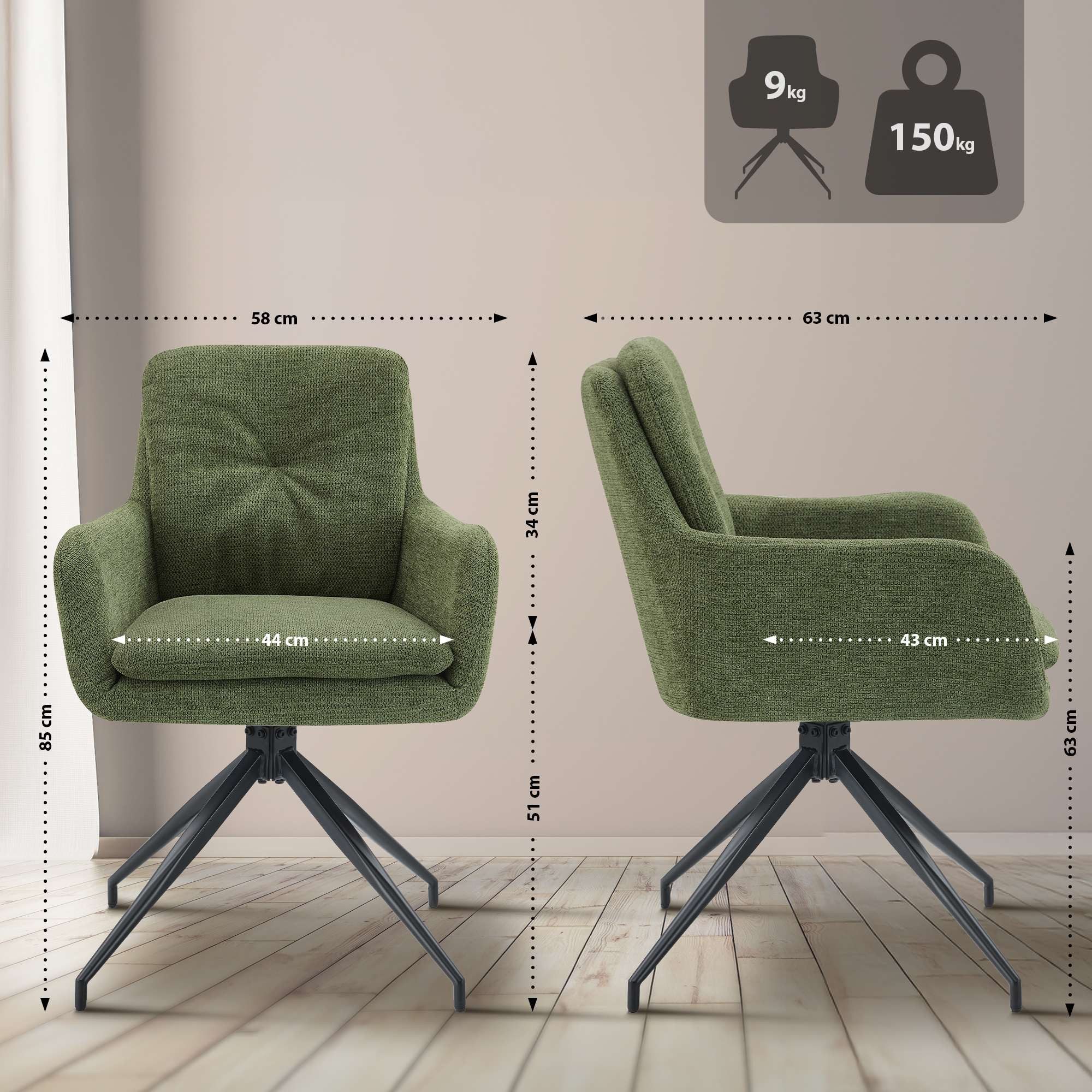 CLP Esszimmerstuhl Pickett (2er Set), Stoffbezug, günstig online kaufen