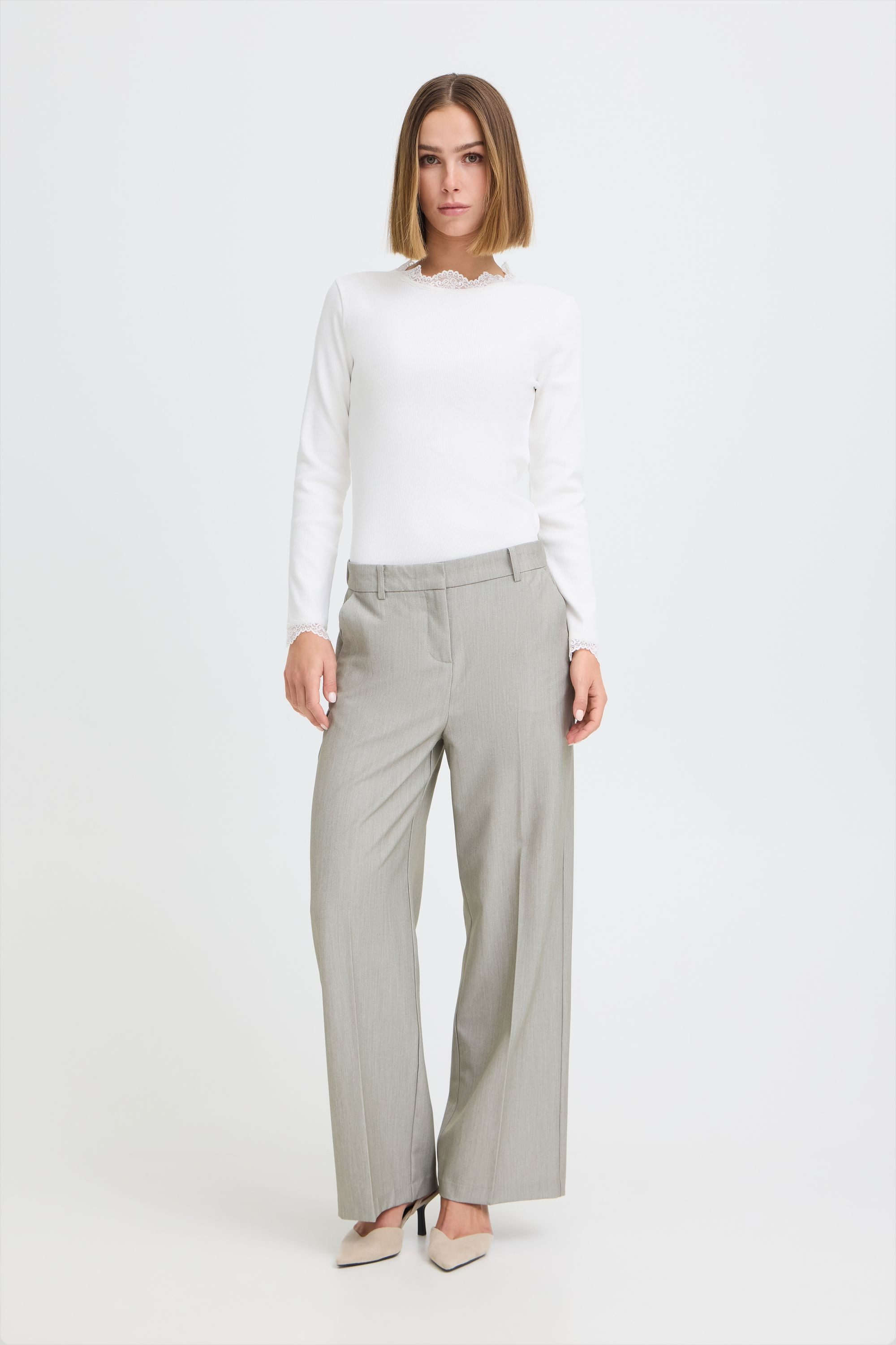 OXMO Langarmshirt OXNSuna Rib Longssleeve mit Spitzen Details