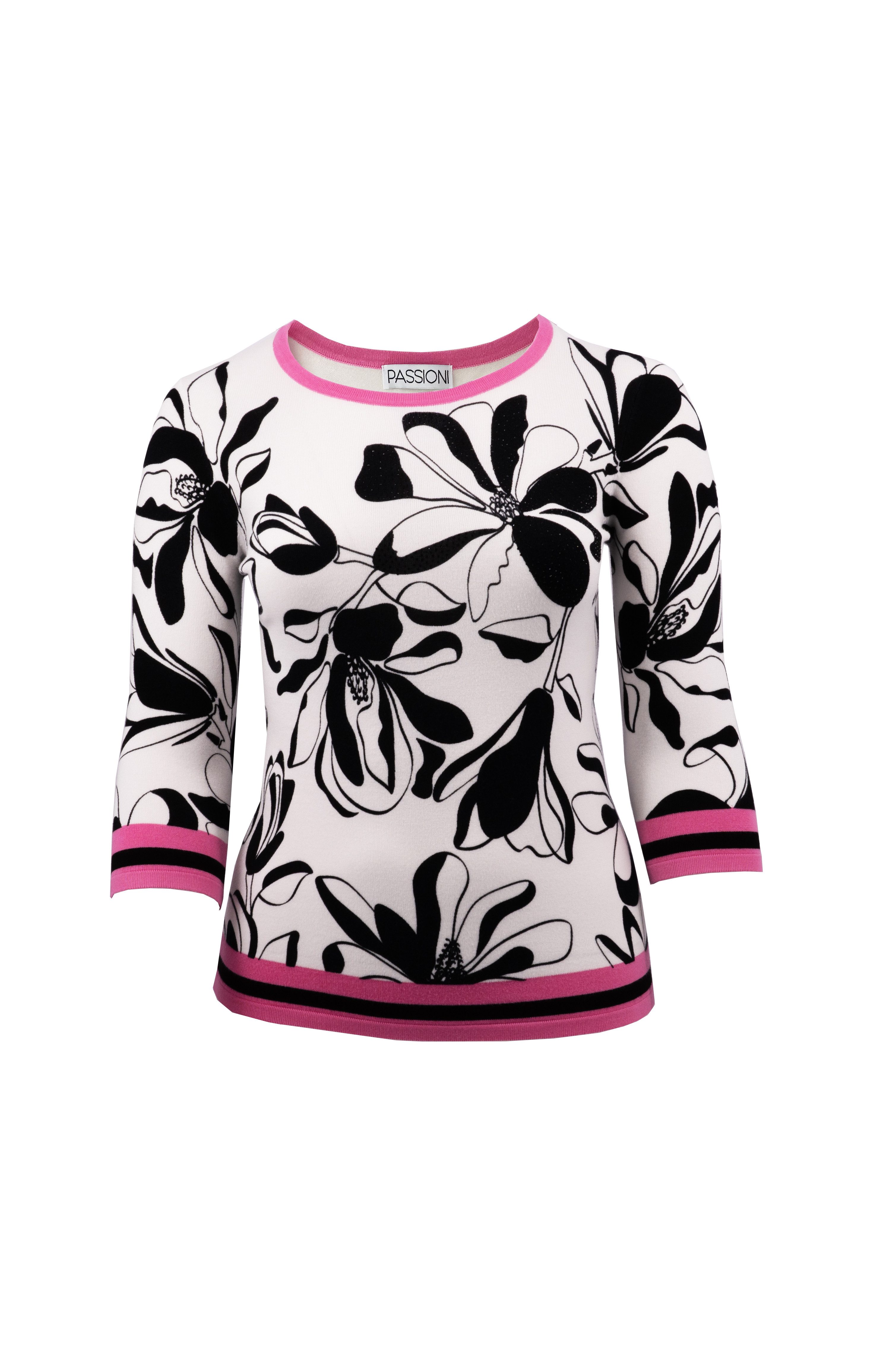 Passioni Strickpullover mit Blumenprint