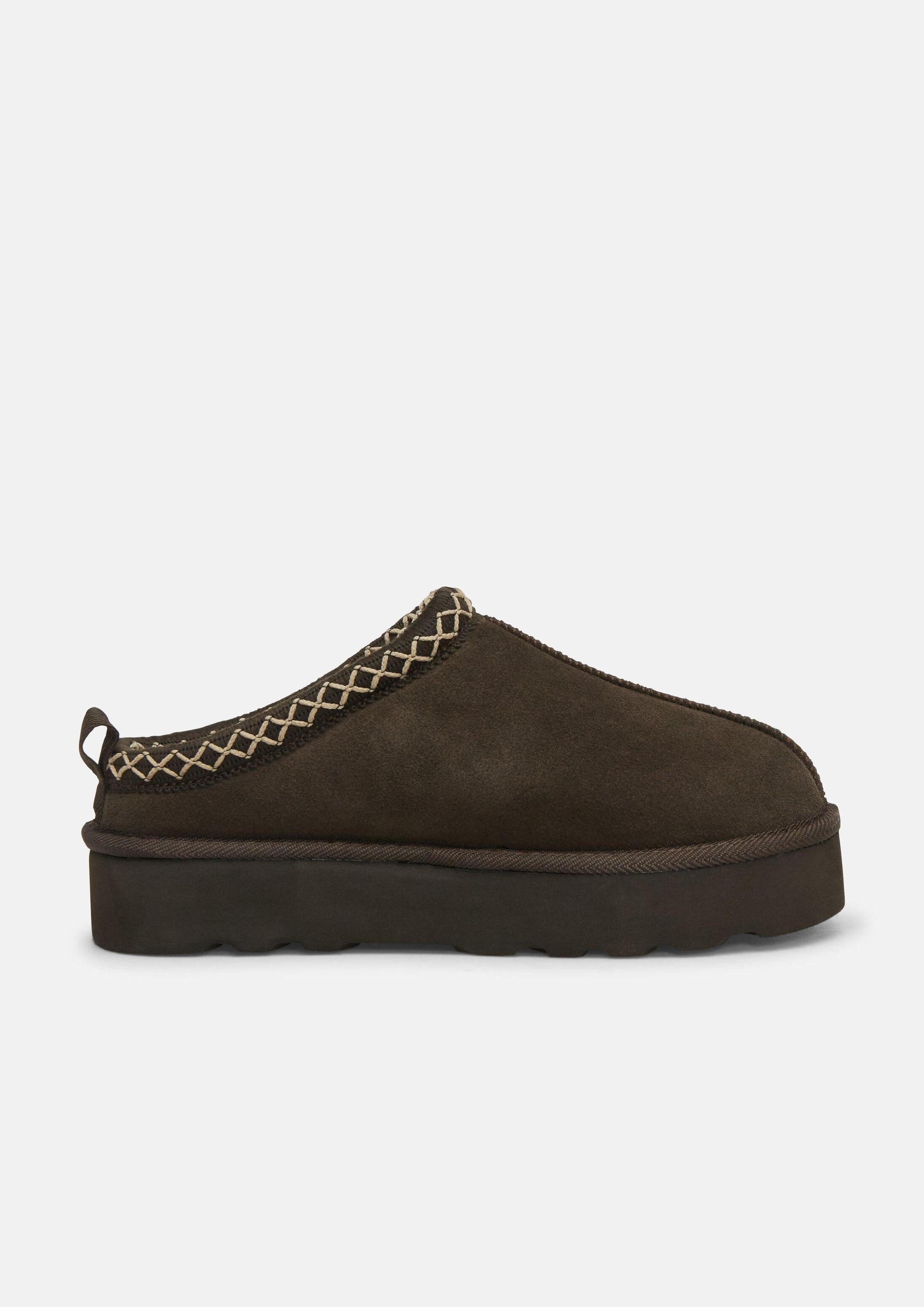s.Oliver Pantoletten Slipper Pantoletten aus Leder mit Plateausohle