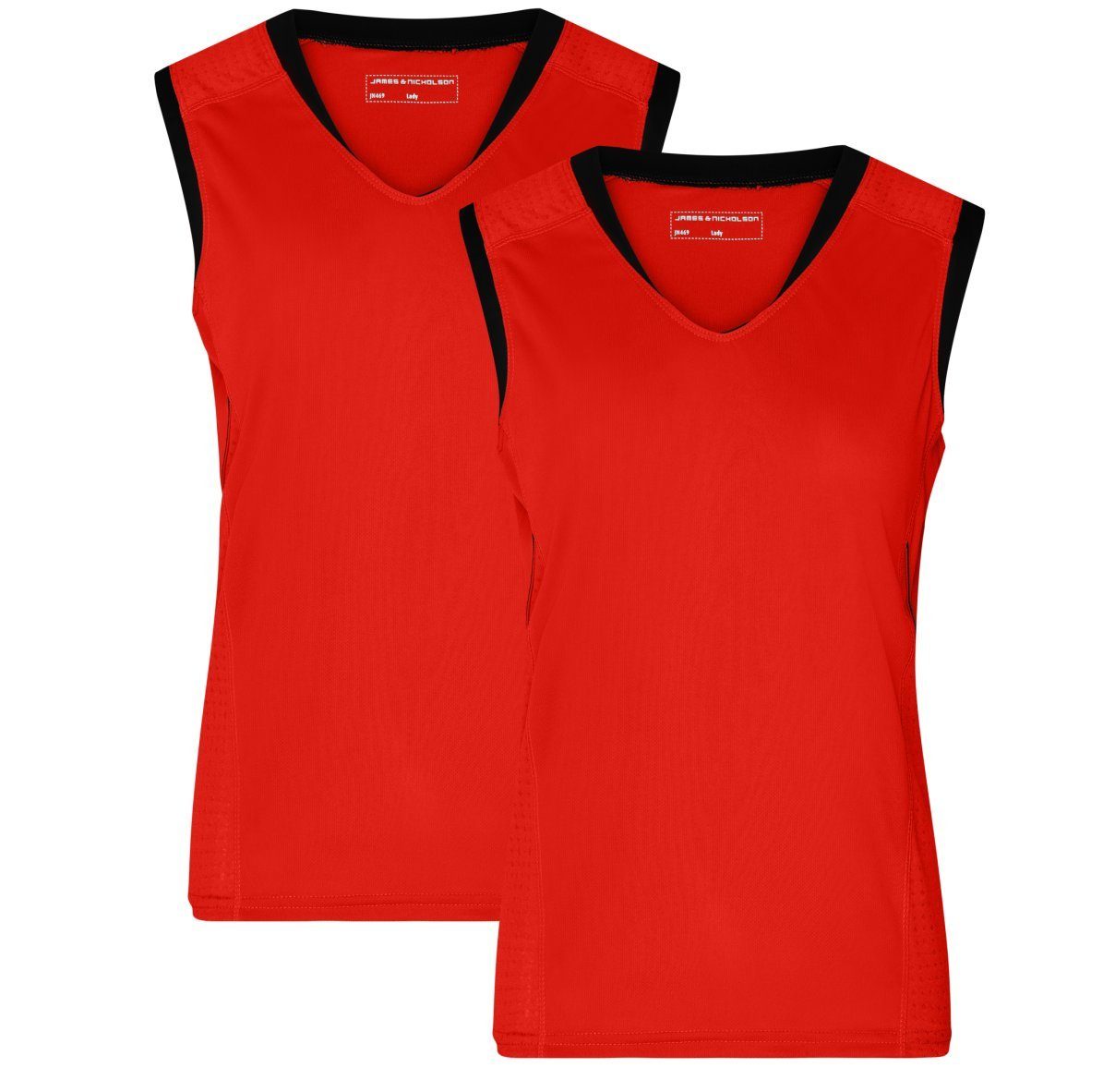 schnell 2er-Pack) tomato/black James Lauftop Damen aus (Doppelpack, & Feuchtigkeitsregulierend Lauftop und FunktionspolyesterJN469 Sportliches trocknend Doppelpack Nicholson