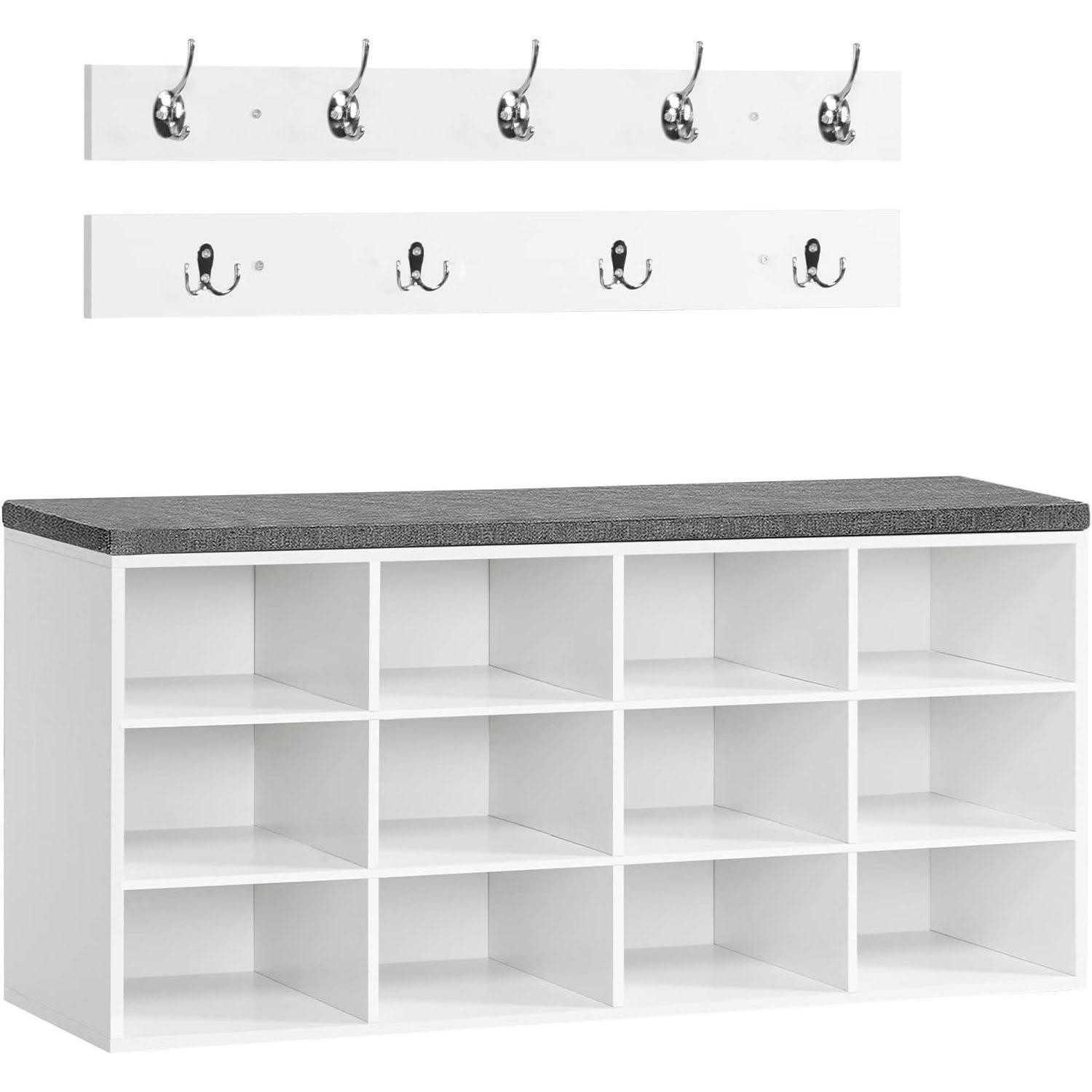 LuxusKollektion Schuhschrank Garderobe Schuhregal Set Weiß + Grau 100 x 30 x 48 cm (L x W x H)