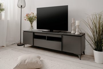 möbelando TV-Board in Schiefer dunkel / anthrazit - 177x51,5x40cm (BxHxT)