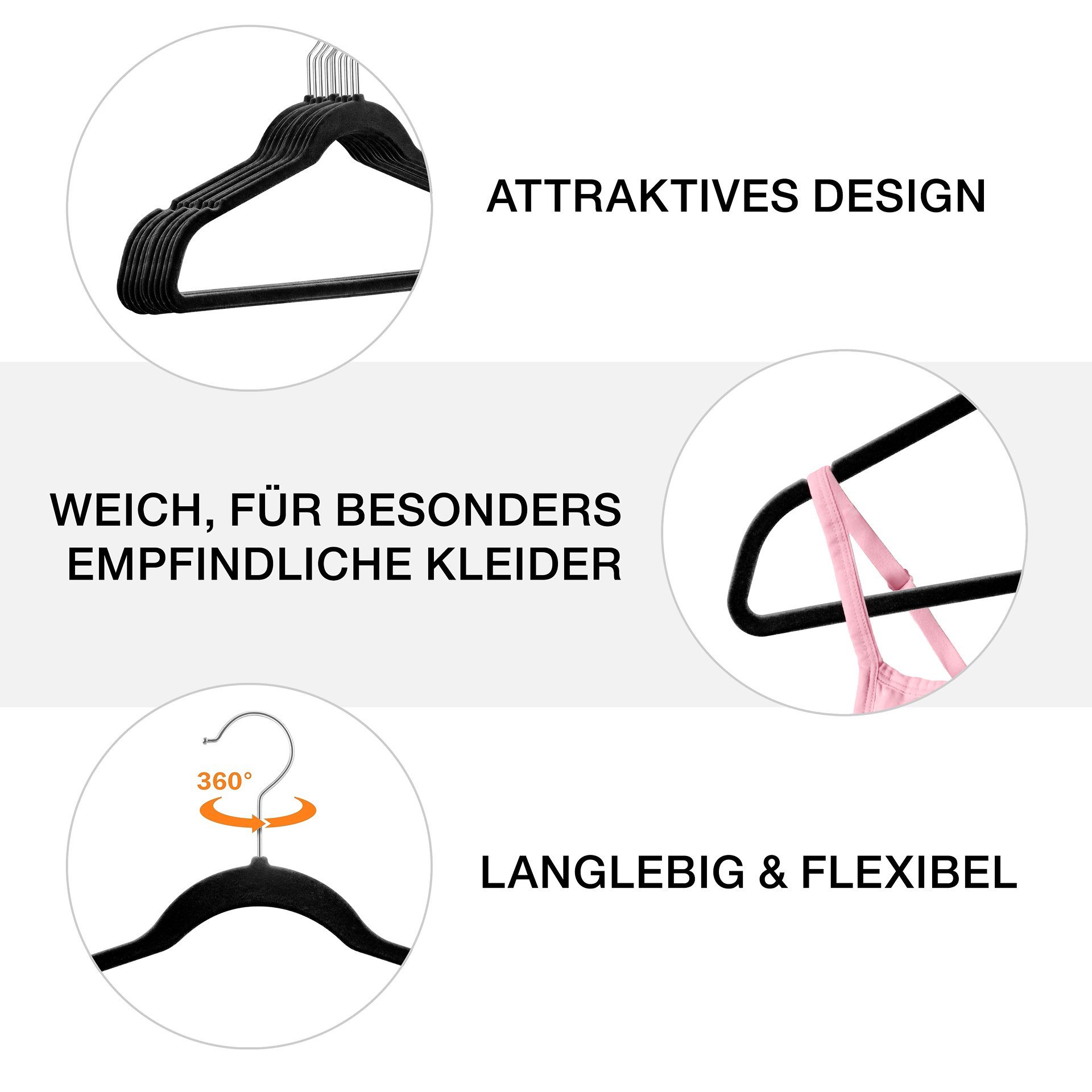 StickandShine Kleiderbügel Samt Kleiderbügel verschiedenen Farben Gold Rosé günstig online kaufen