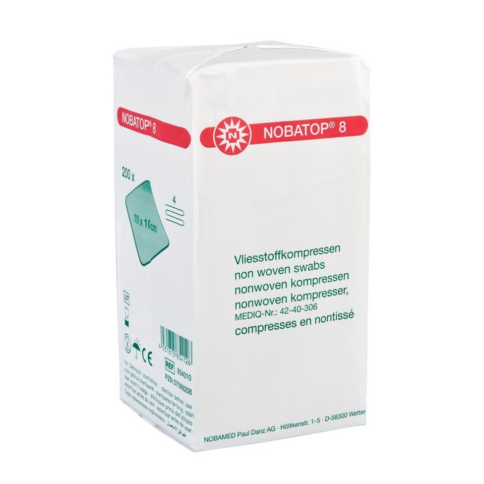 Nobamed Wundpflaster Nobatop 8 Vliesstoffkompressen, 4-fach, 200er Pack (2000 St)