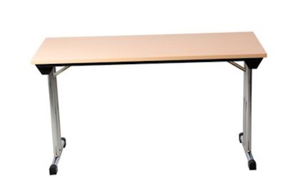 PROREGAL® Klapptisch Klapptisch Lizard, T-Fuß-Gestell-Rund, HxBxT 75x160x80cm, Chrom-Buche