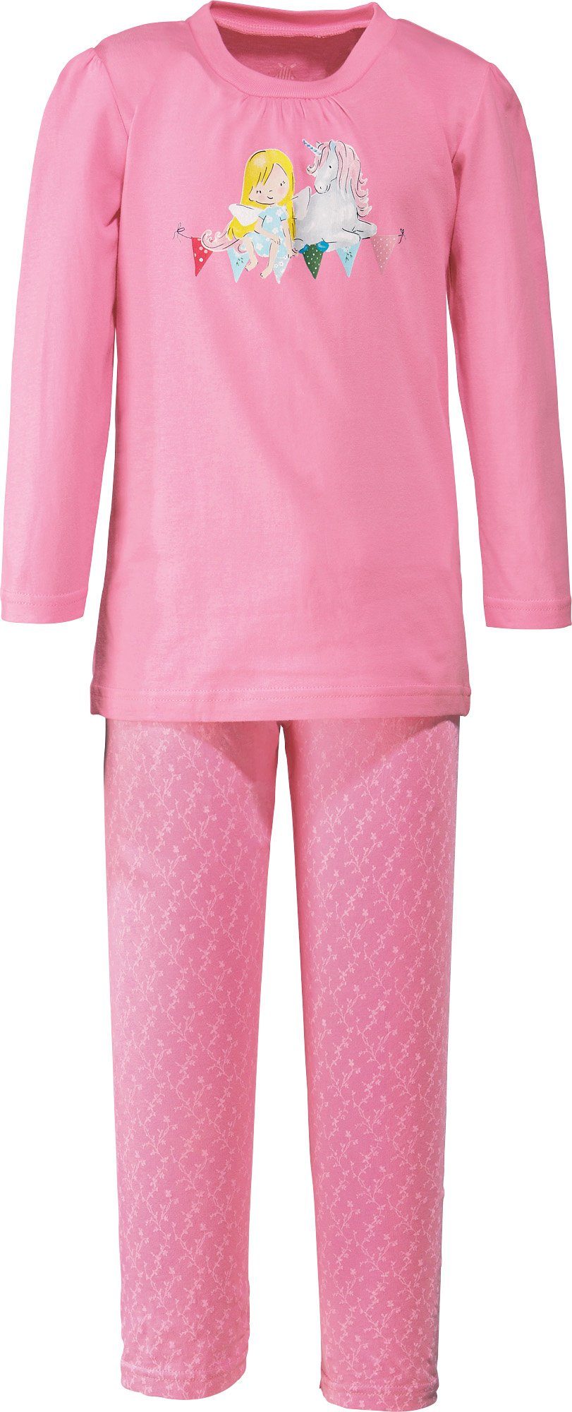 Erwin Müller Pyjama Kinder-Schlafanzug Single-Jersey gemustert/Tiermotive: Einhorn