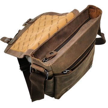 Landleder Messenger Bag Casualbag Kompakt Westerntype Umhängetasche, naturbelassenens Rindleder