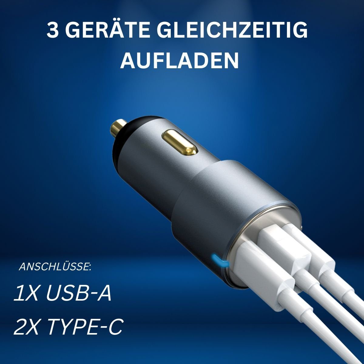 fontastic Kfz-Ladeadapter Moc60, Tri-Port USB-Ladegerät (Fast Charge)