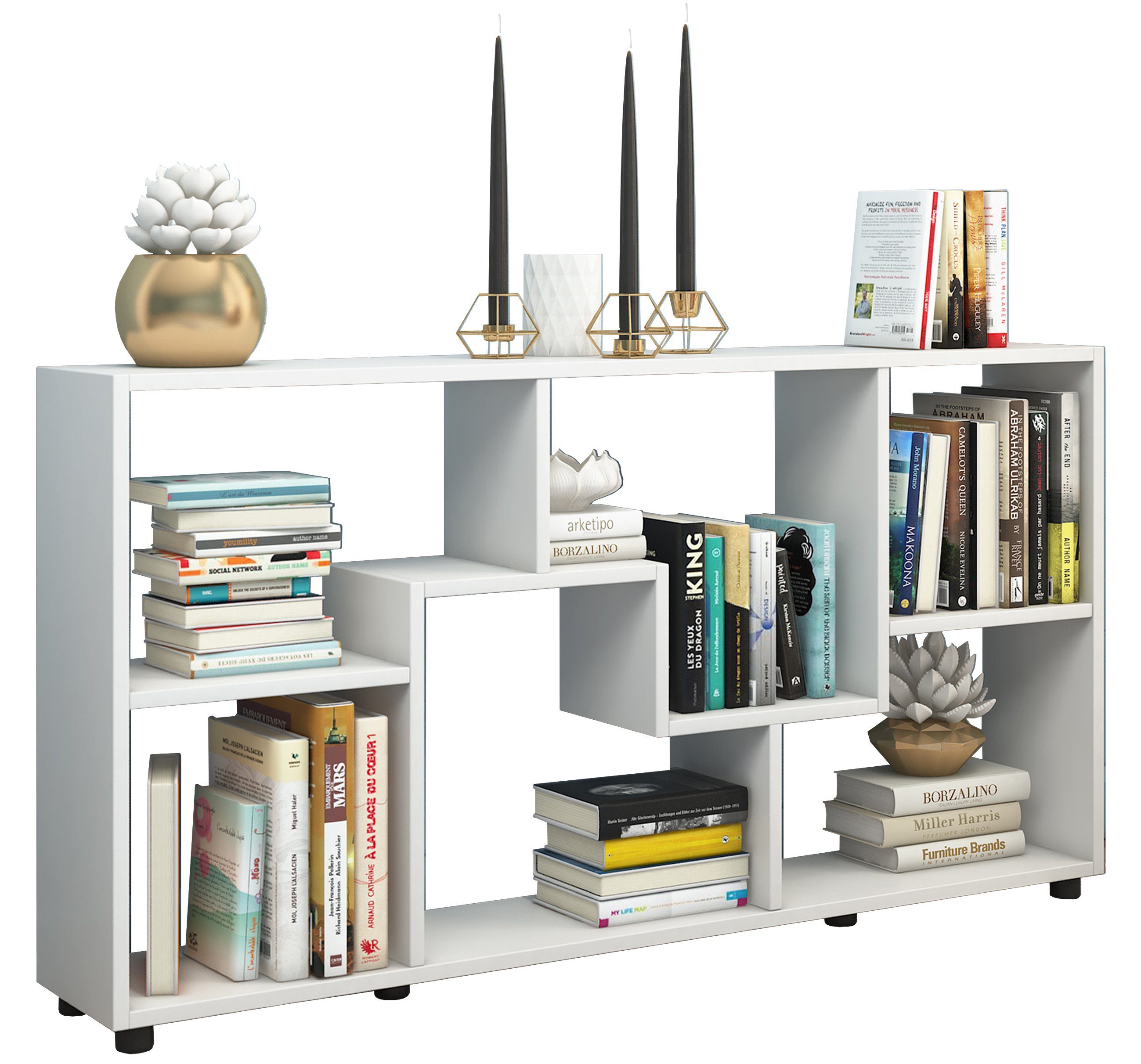 VCM Kommode Pintal B. 62 x T. 20 x H. 117 cm, 6 Fächer, Design-Anrichte, viel Stauraum