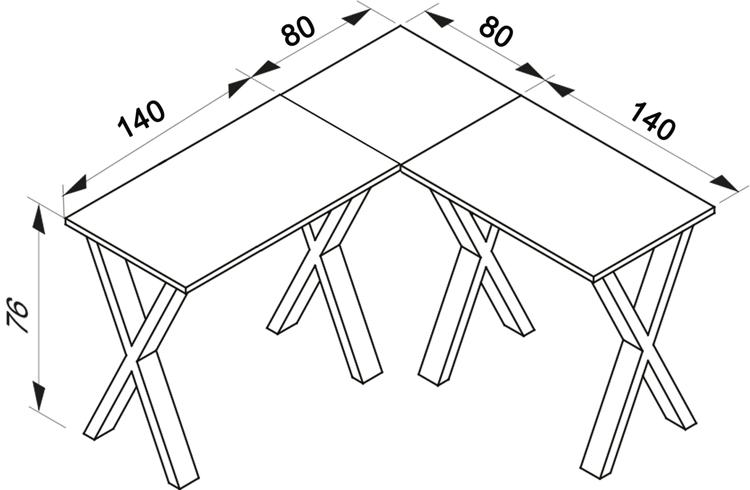 VCM Schreibtisch BürotischEckschreibtisch Lona H. 76 x B. 220 x T., VCM Holz Schreibtisch, L Form links oder rechts