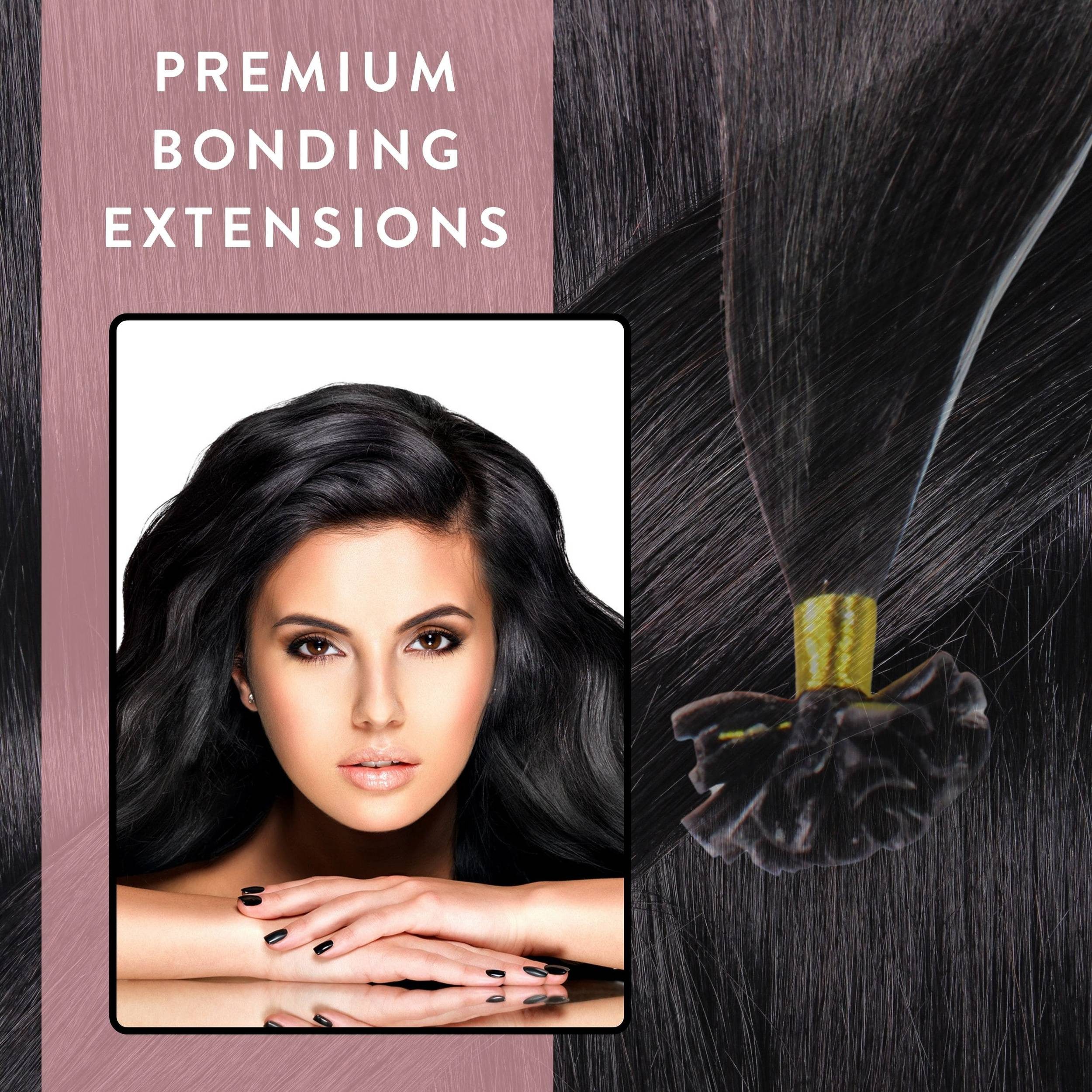 hair2heart Echthaar-Extension Premium Remy Bonding Extensions #2/0 Schwarz 50cm