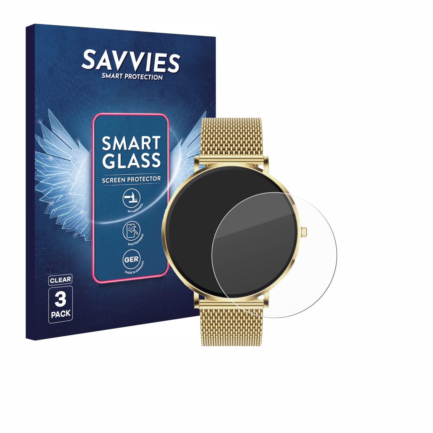 Savvies Displayschutzglas Schutzglas Panzer für Mivora Eleganza PRO 1.32", 3 Stück, Schutzfolie Display Schutz Glas Folie klar