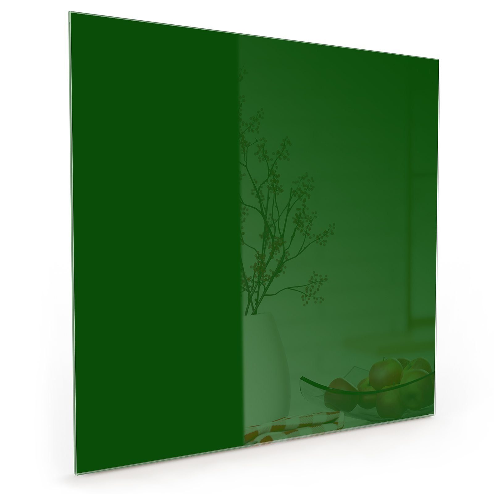 Primedeco Küchenrückwand Spritzschutz Glas Dunkelgrüner Hintergrund I