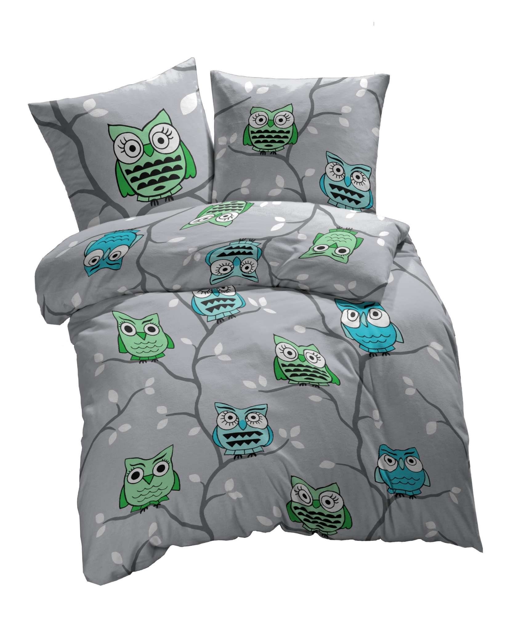 etérea Himmlische Qualität Bettwäsche etérea Renforcé Bettwäsche Eule Grau günstig online kaufen