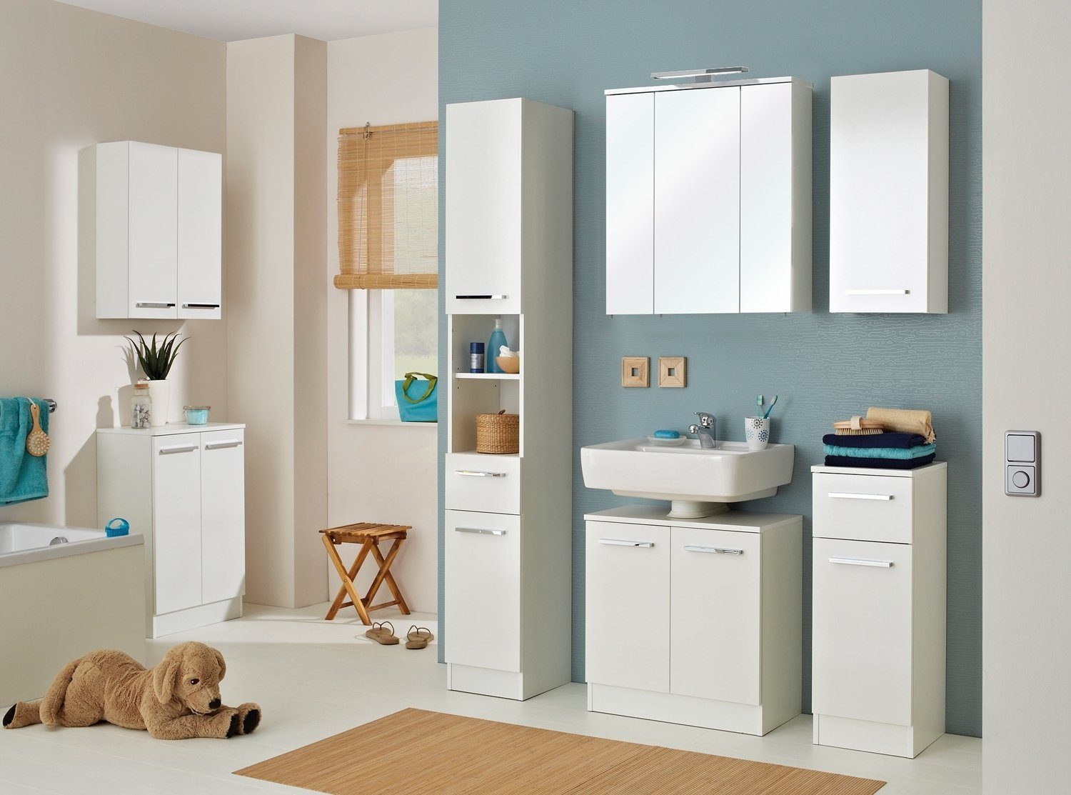 PELIPAL Hängeschrank TRIER, B 30 x H 70 cm, Weiß matt, Weiß glänzend, 1 Tür und 2 Einlegeböden