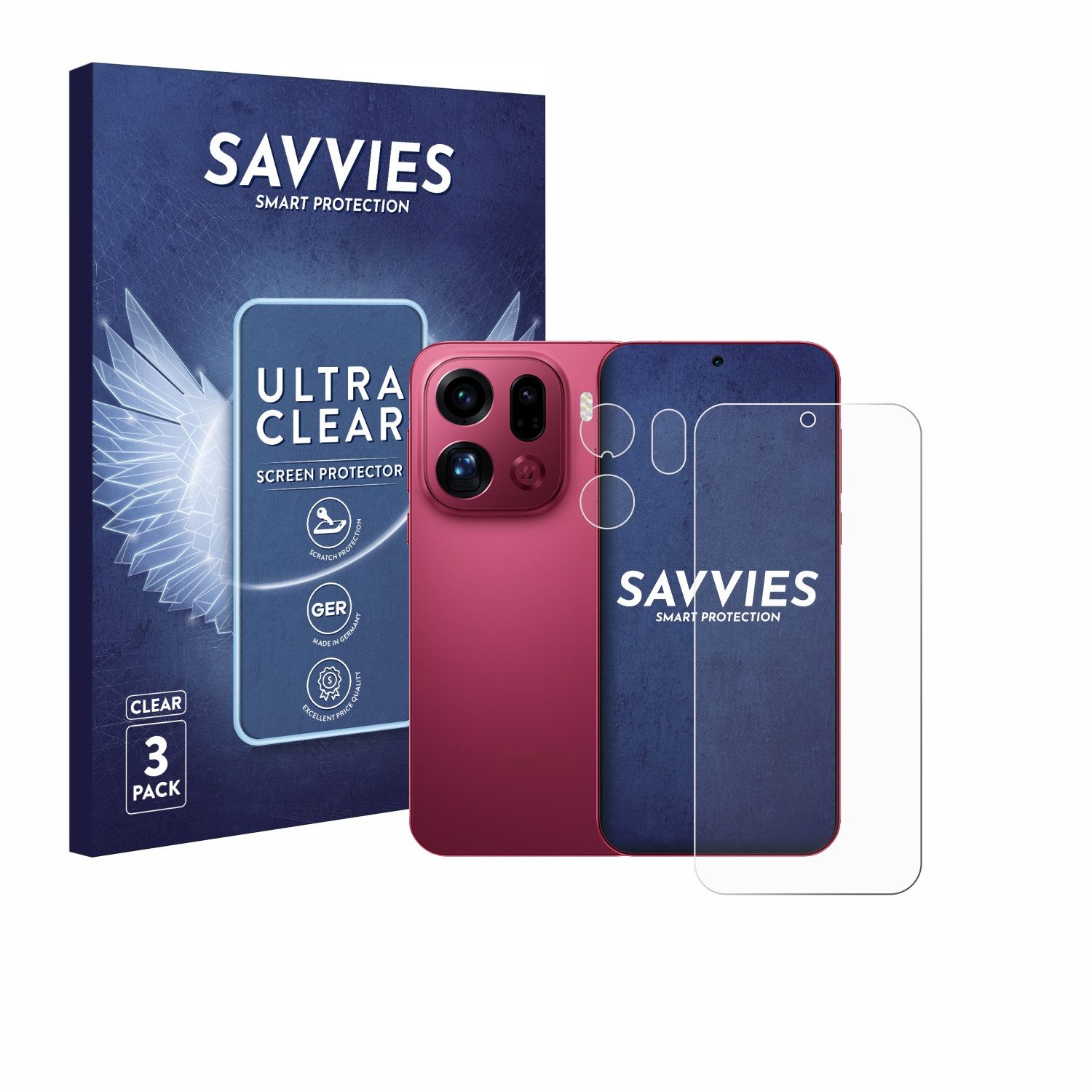 Savvies Displayschutzfolie Schutzfolie für Oppo Find X9 Pro (Display+Kamera), 6 Stück, Displayschutz Schutz Folie Klar Transparent