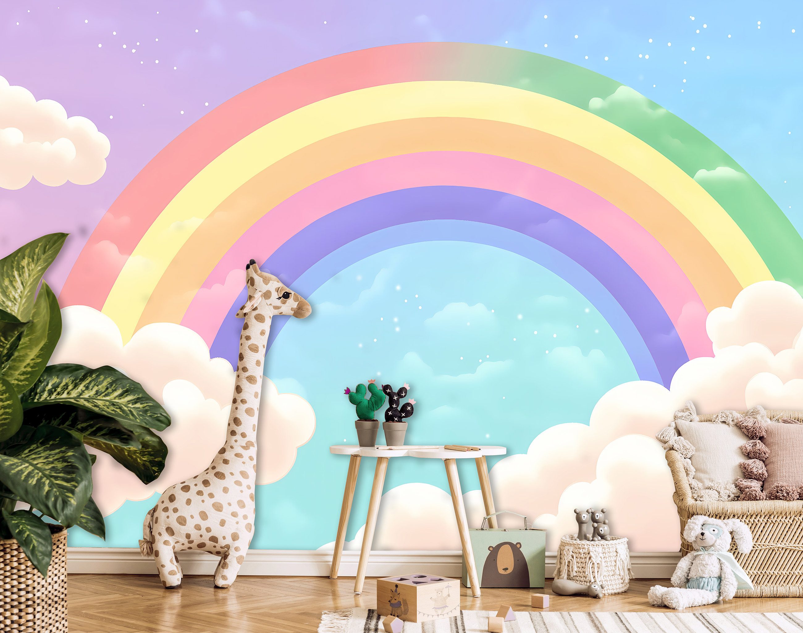 Wallarena Fototapete Kinderzimmer Regenbogen Rosa Himmel günstig online kaufen