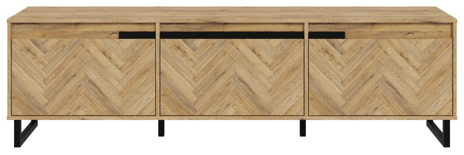 FORTE Lowboard Lowboard TV-Board SOLLETICO Optik: Bartex-Eiche mit Fischgrätoptik