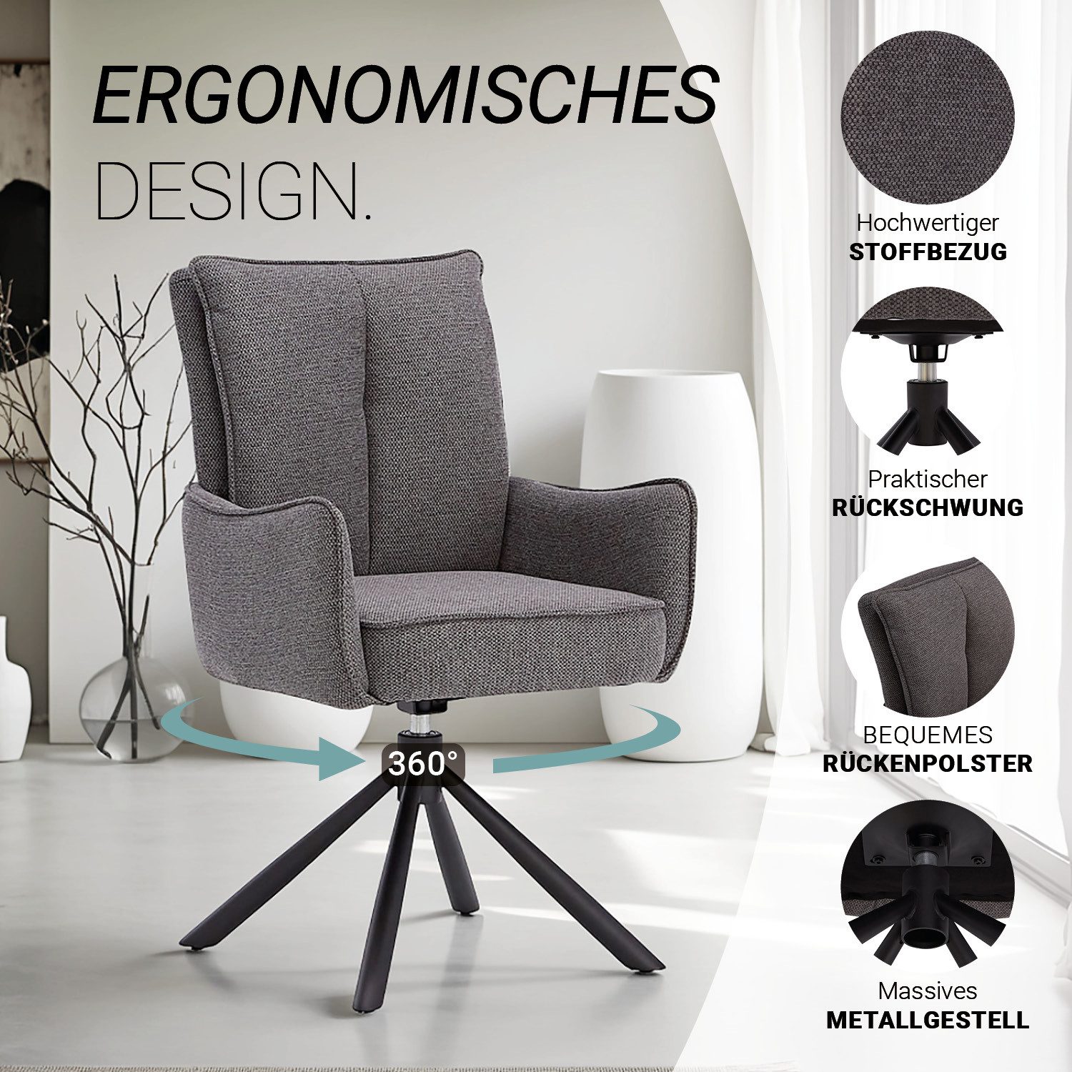 Homestyle4u Polsterstuhl Polstersessel Stühle Esstisch Esszimmerstuhl günstig online kaufen