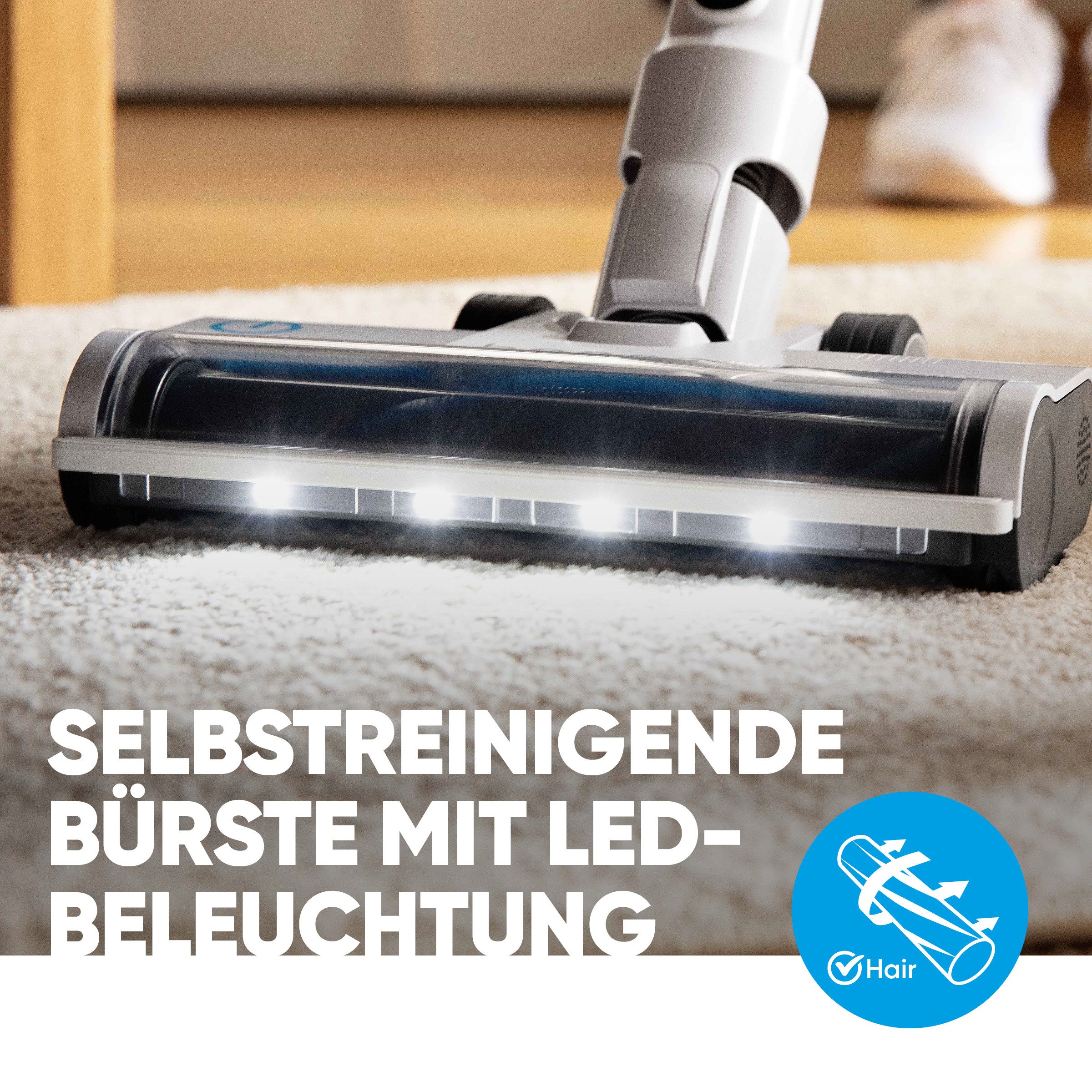 hoogo Akku-Hand-und Stielstaubsauger S3, 330 W, beutellos, 50min Laufzeit, für Allergiker, Tierhaare, Qualität aus Deutschland