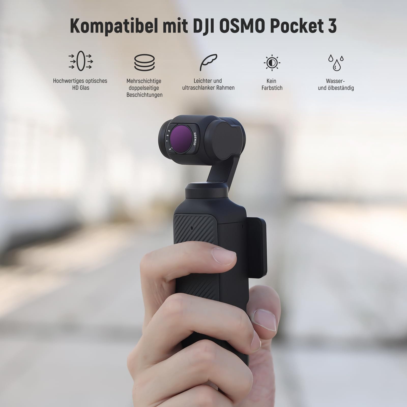 Neewer FL-P9 Magnetisches ND Filter Set für DJI Osmo Pocket 3 & Pocket 4 Foto-Filter-Sets (Flexible ausgewogene Belichtungssteuerung) – Bild 2 von 5