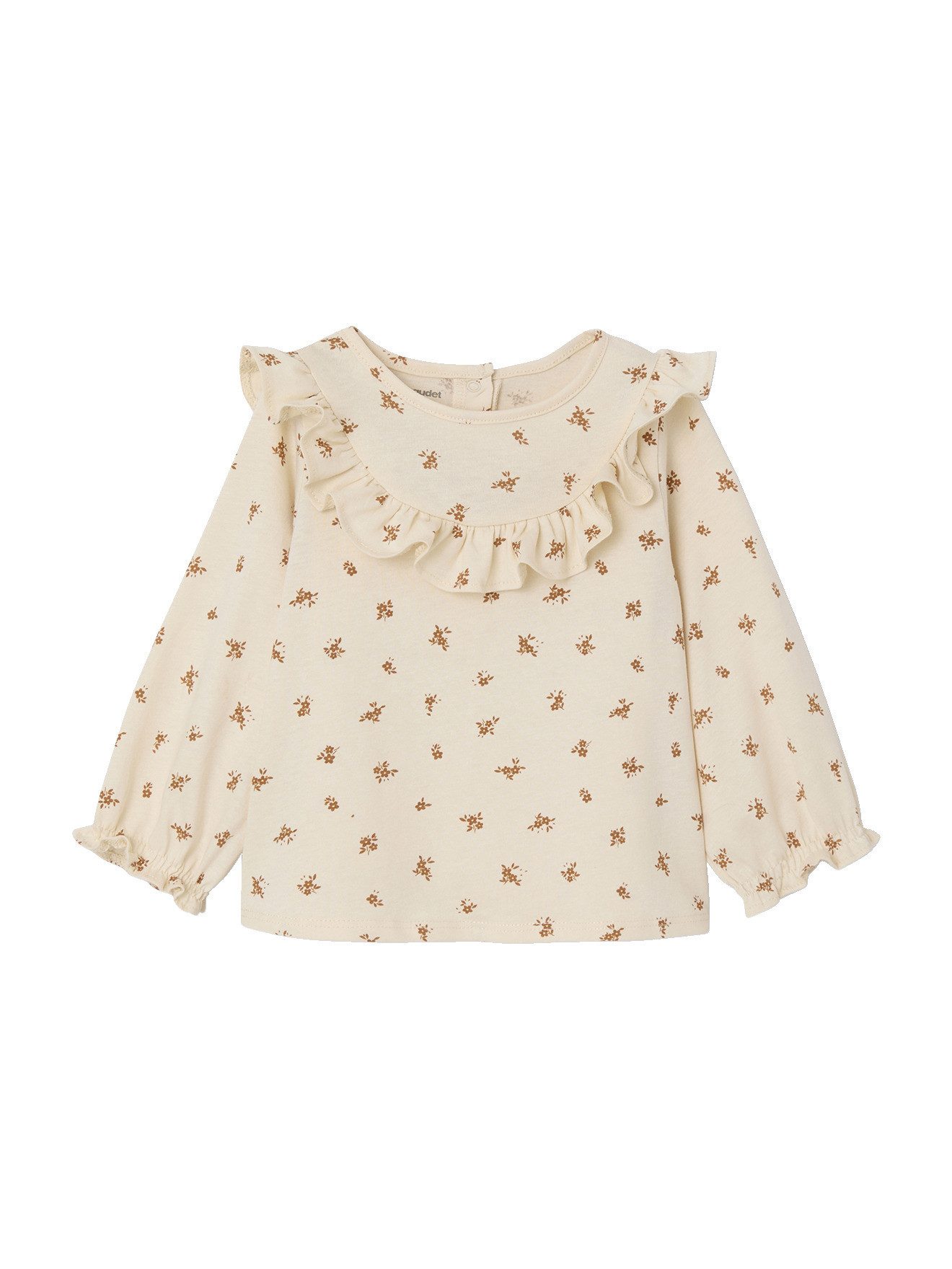vertbaudet Langarmshirt Baby Blusenshirt mit Blumenprint und Volants, Bio-Baumwolle