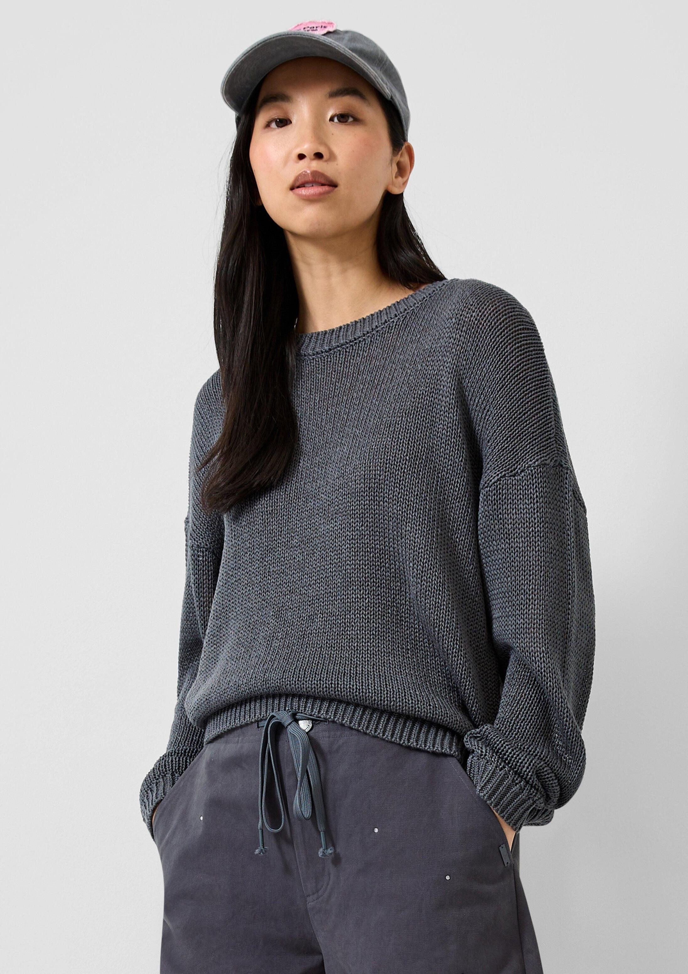 QS Longpullover Strickpullover Pullover mit überschnittener Schulter