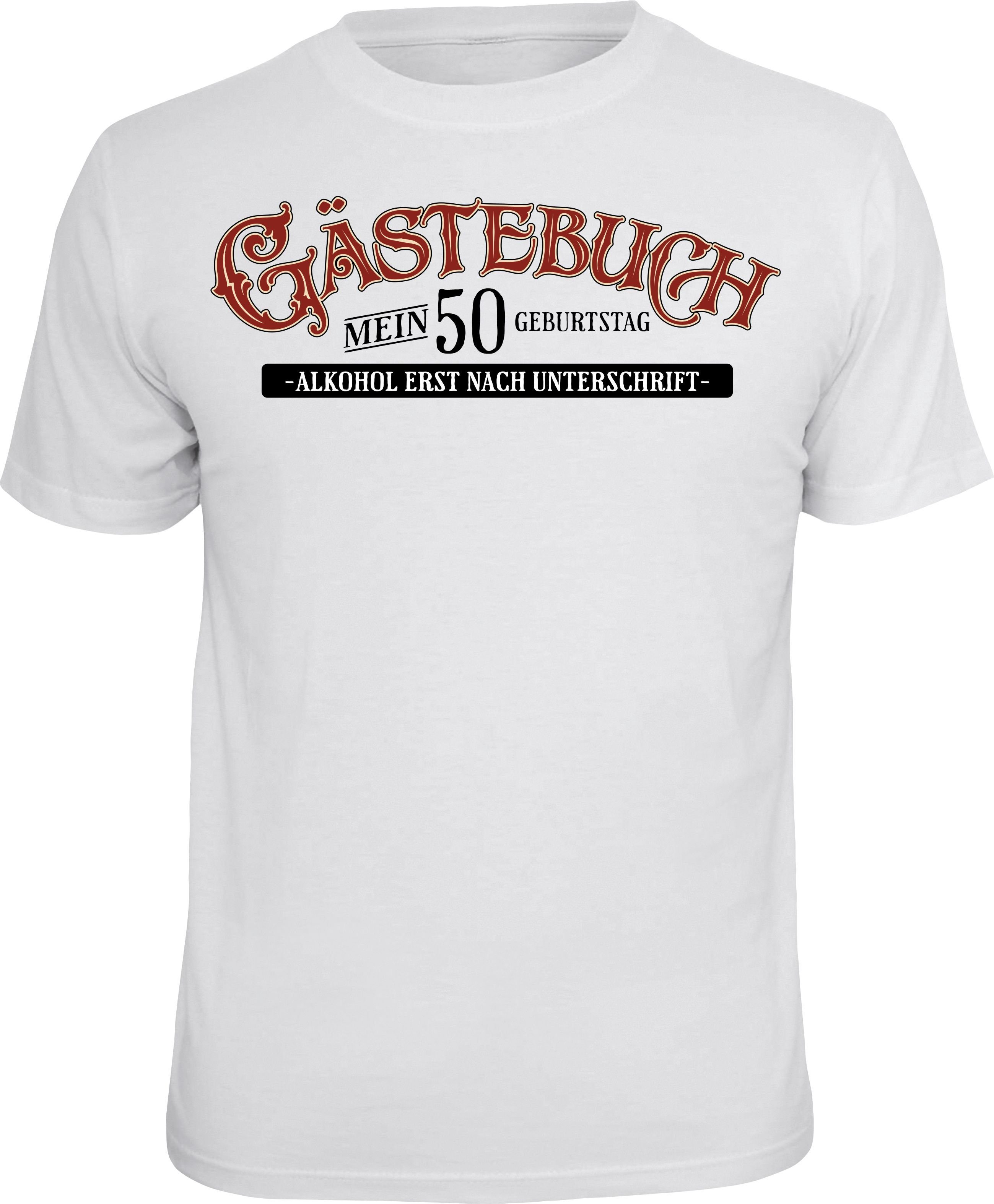 Rahmenlos T-Shirt Gästebuch als Geschenk zum 50. Geburtstag