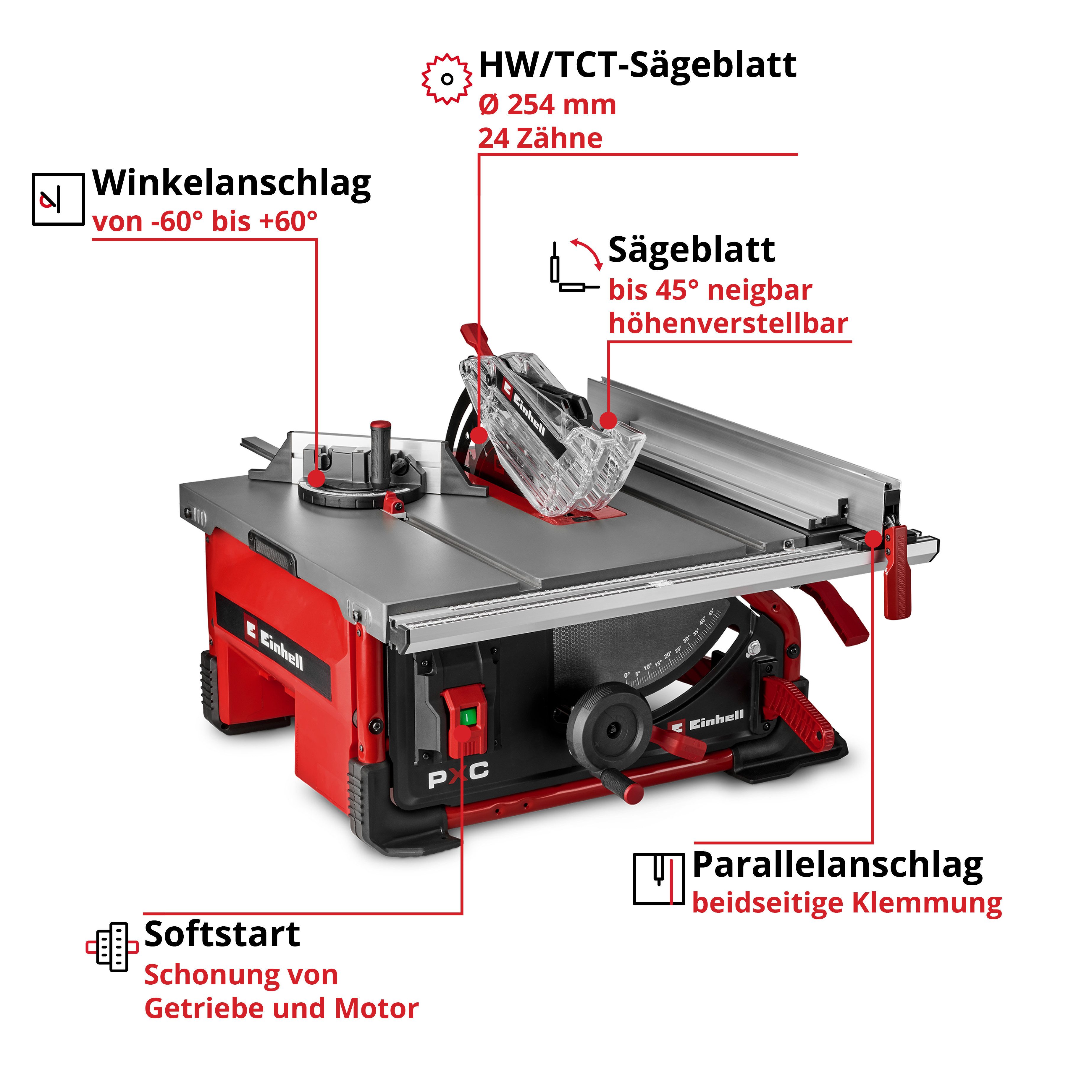 Einhell Akku-Tischkreissäge TE-TS 36/10 T Li-Solo, ohne Akku und Ladegerät