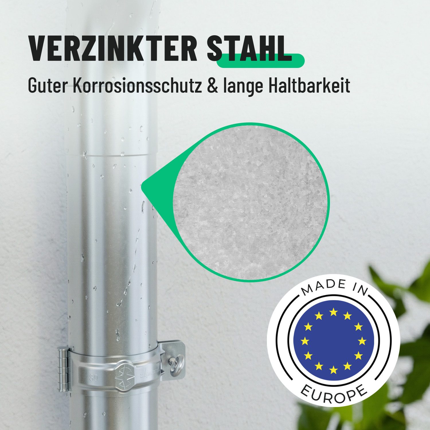 greate. Dachrinne 2x Fallrohrbogen verzinkt 72° Neigung & 100mm, Fallrohr Bogen, 2-St. – Bild 3 von 5