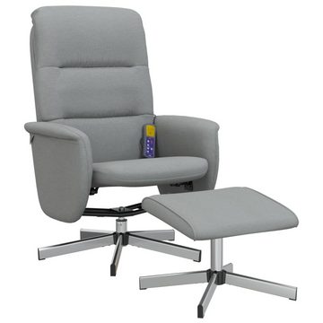 vidaXL Sessel Massagesessel mit Fußhocker Hellgrau Stoff (1-St)